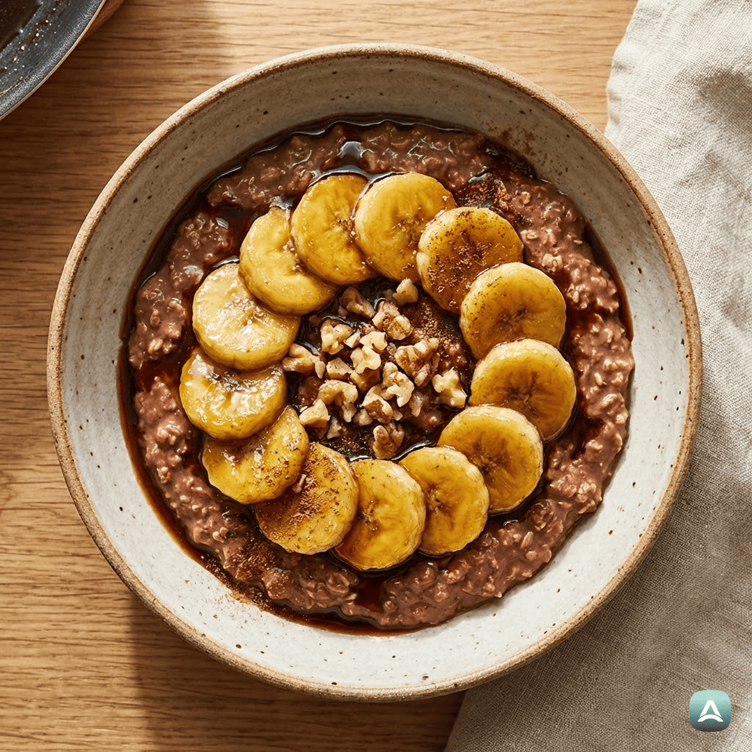 SI_Recipes_KremnaBeljakovinskaOvsenaKašaSKarameliziranoBanano_1