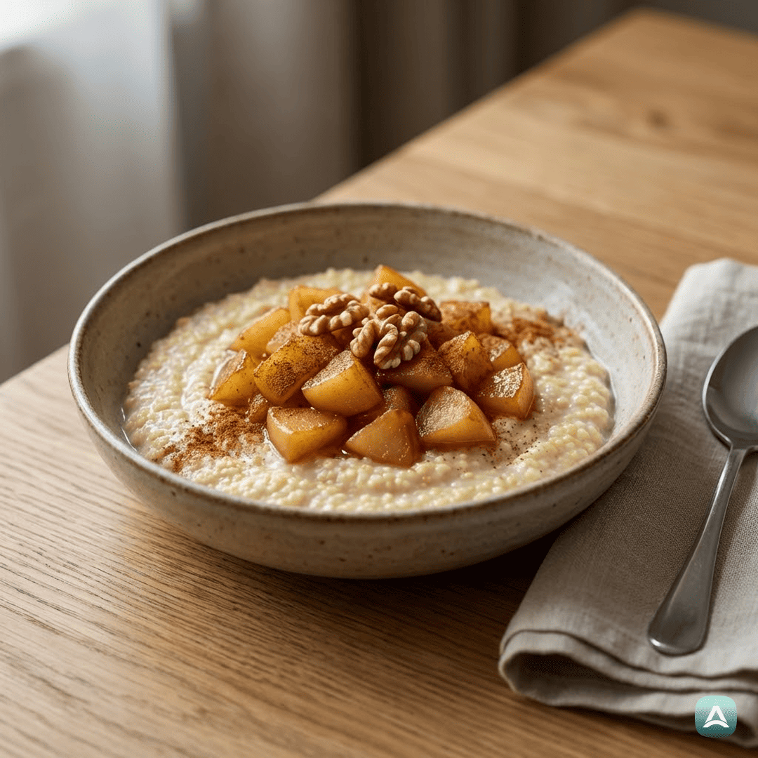 SI_Recipes_KremnaProsenaKašaSKarameliziranimiJabolkiInCimetom_1