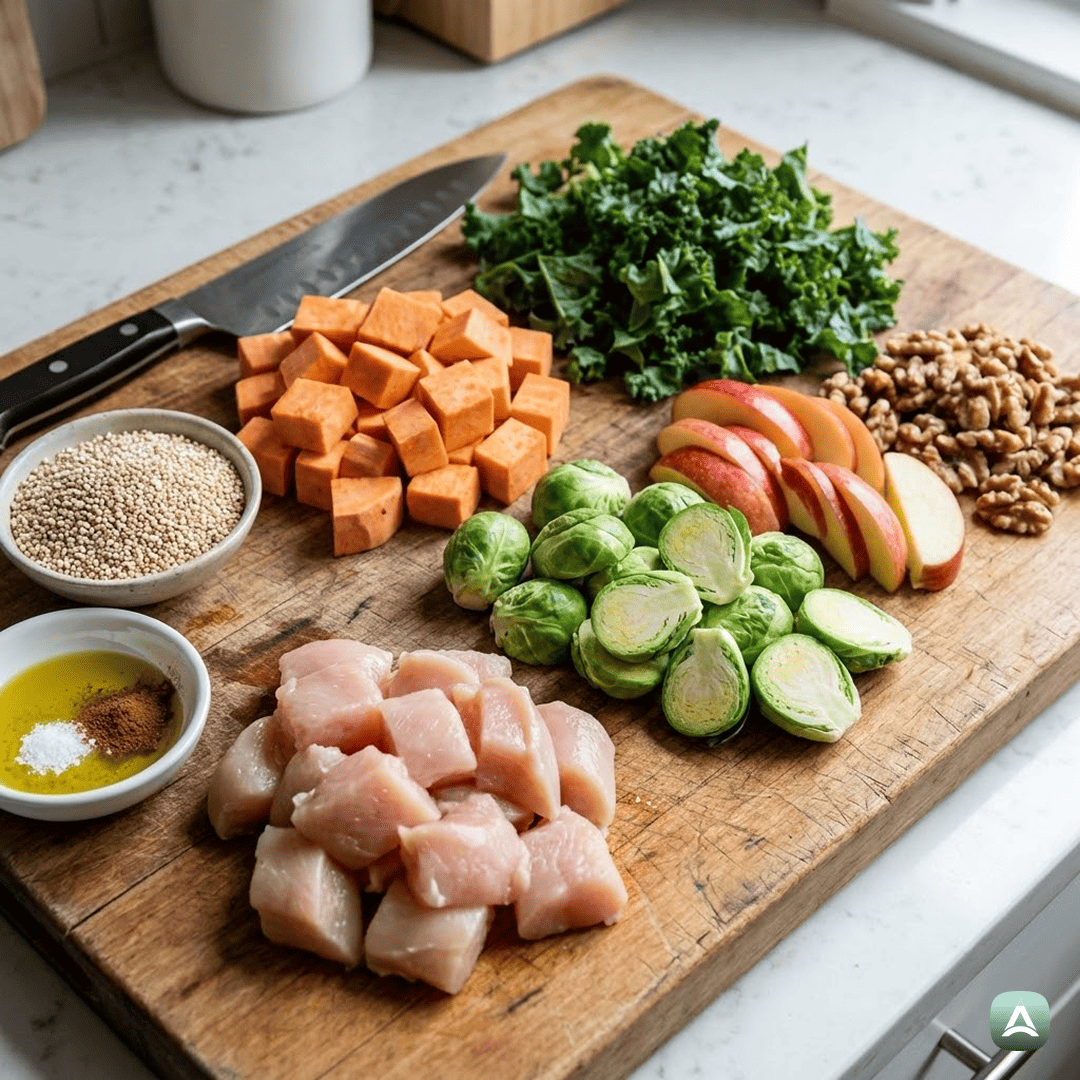 SI_Recipes_JesenskaSkledaSPečenimPiščancem,SladkimKrompirjemInJavorjevimPrelivom_3