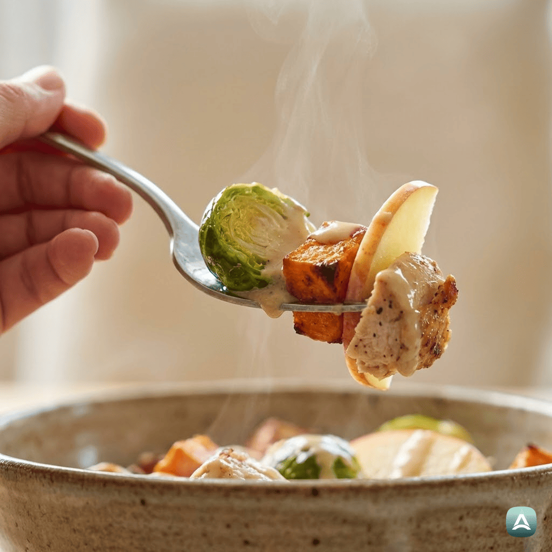 SI_Recipes_JesenskaSkledaSPečenimPiščancem,SladkimKrompirjemInJavorjevimPrelivom_2