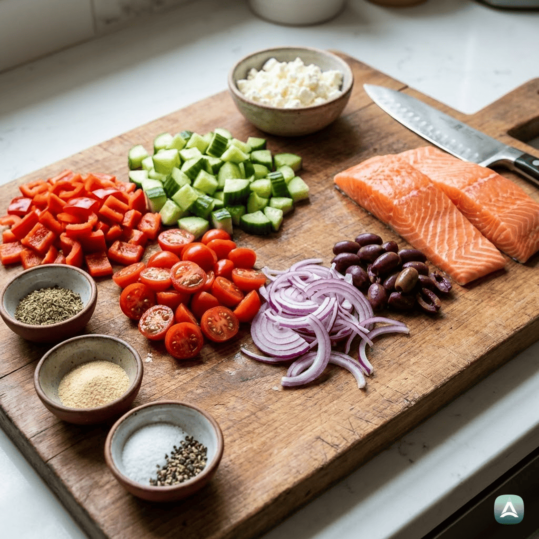 SI_Recipes_GrškaSolataSHrustljavoPečenimLososomInLimoninimPrelivom_3