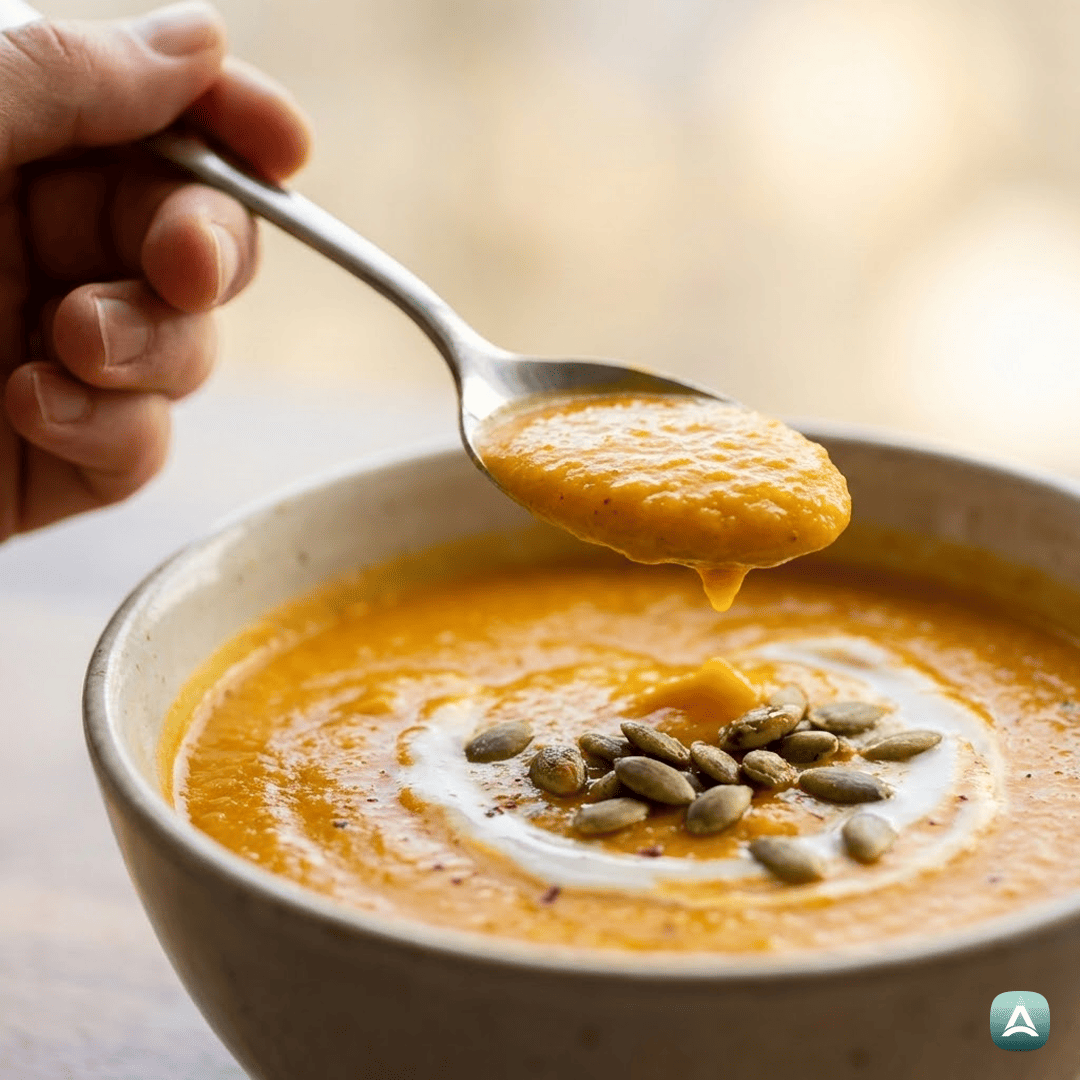 SI_Recipes_KremnaKorenčkovaJuhaZIngverjemInPraženimiBučnicami_2