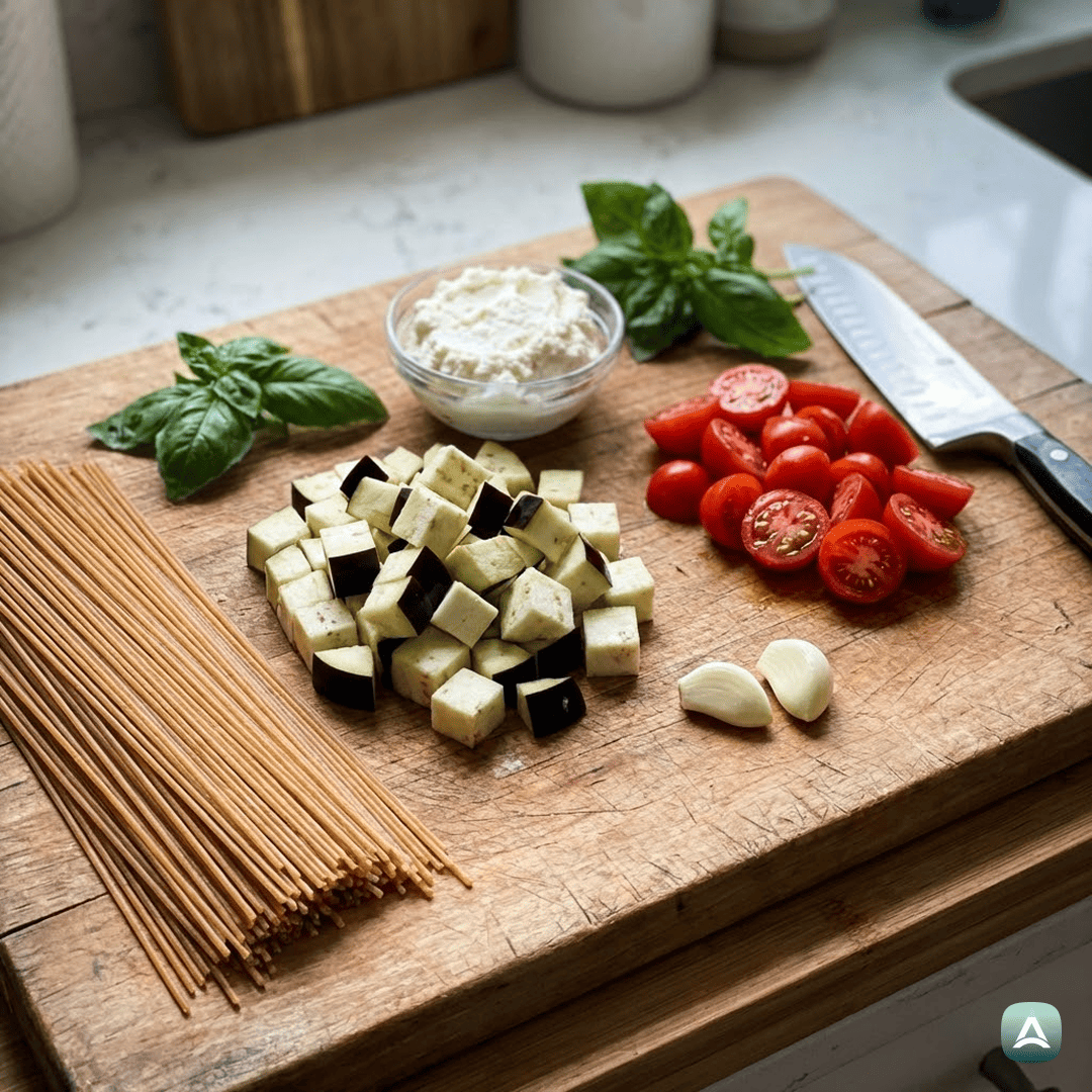 SI_Recipes_PolnozrnatiŠpagetiSPečenimiJajčevci,ParadižnikomInKremnoRikoto_3