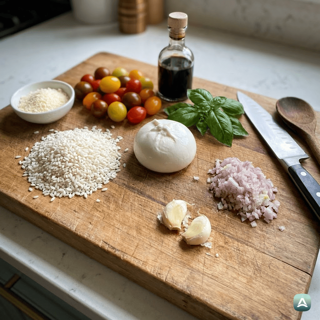 SI_Recipes_KremnaRižotaSPečenimiČešnjevimiParadižniki,SvežoBazilikoInBurato_3