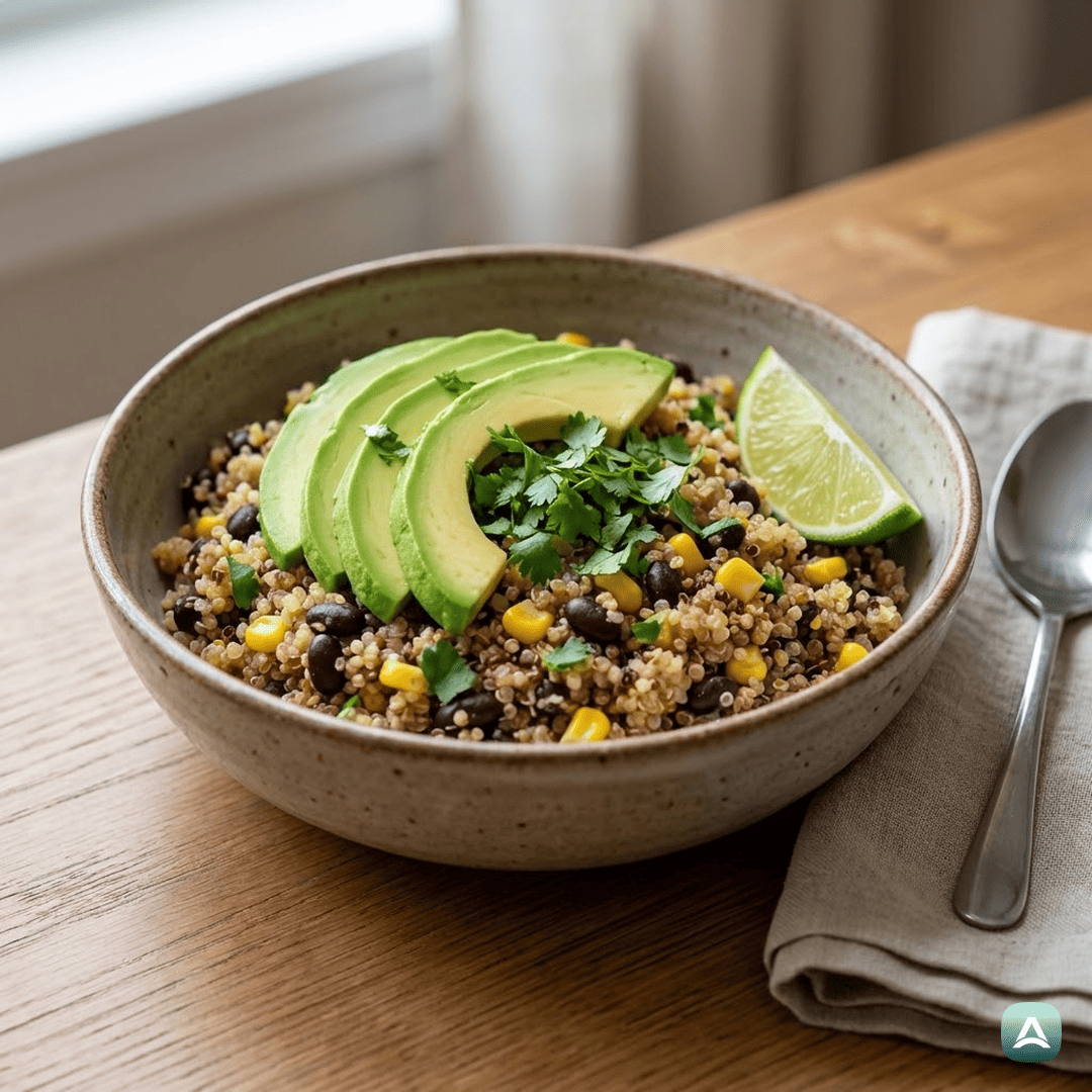 SI_Recipes_BeljakovinskaKvinojinaSkledaSČrnimFižolom,KoruzoInSvežimKoriandrom_1