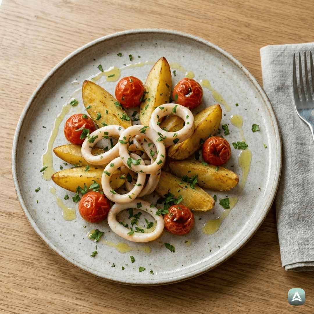 SI_Recipes_MediteranskiLignjiSHrustljavimKrompirjemInČešnjevimiParadižniki_1