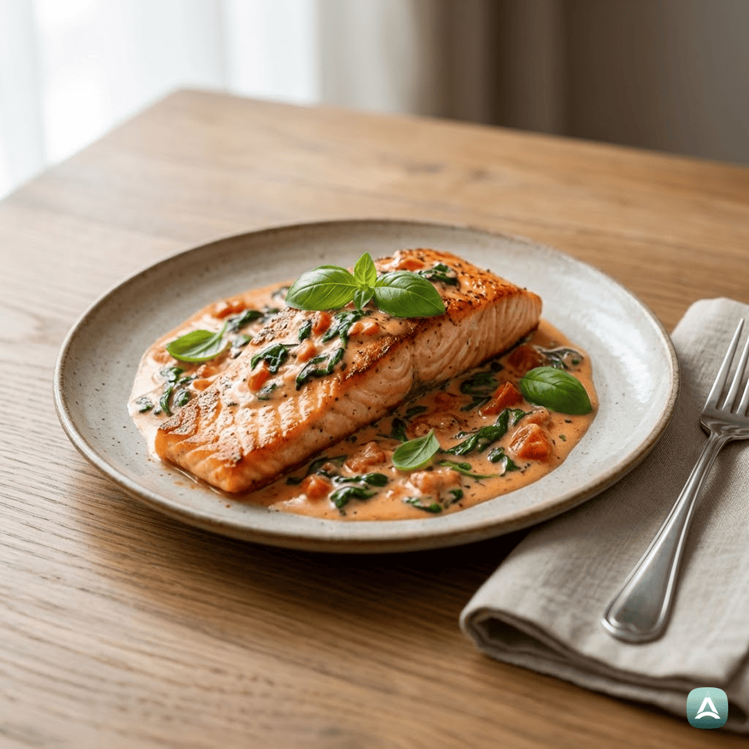 SI_Recipes_SočenLososPoToskanskoVKremniOmakiSŠpinačoInSušenimiParadižniki_1