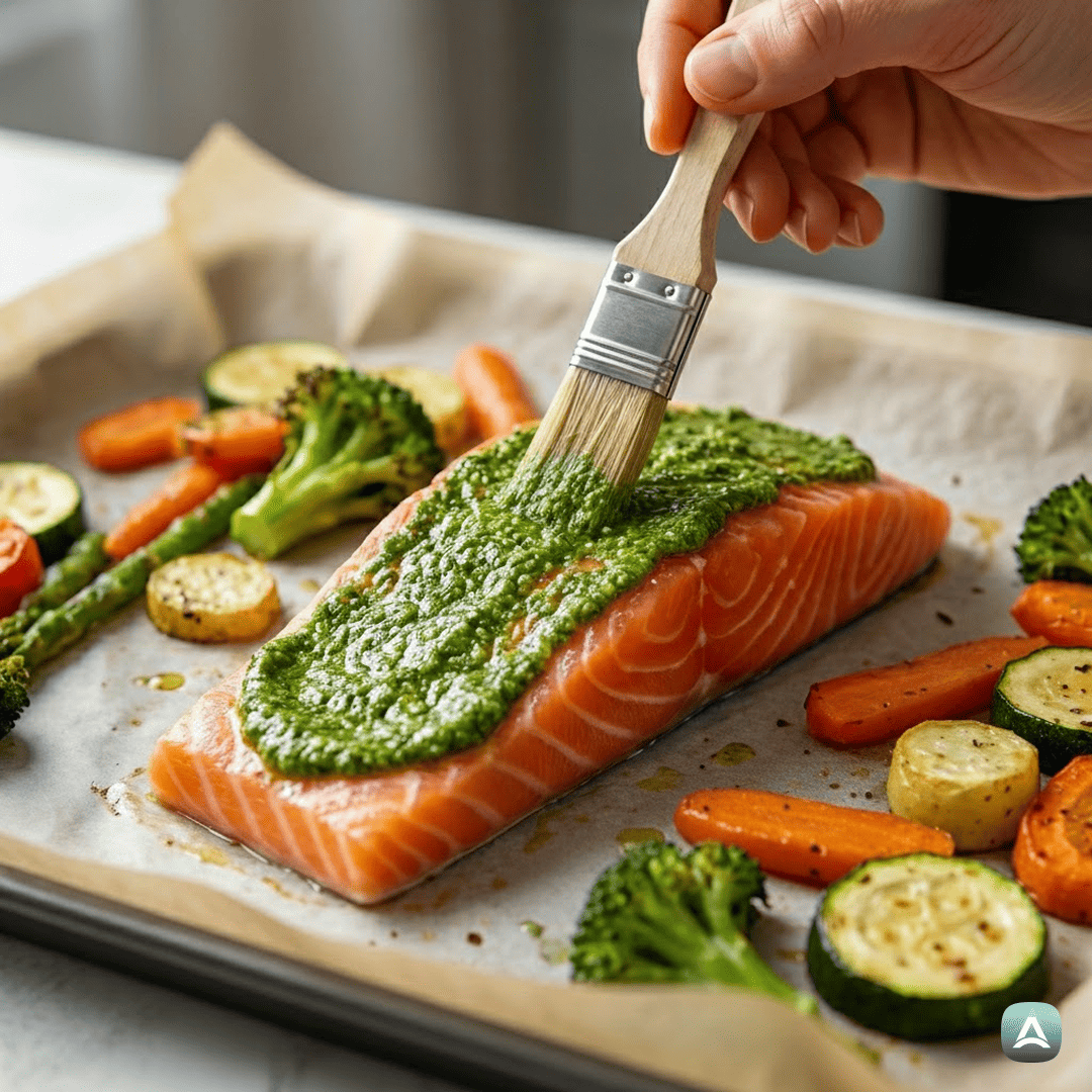 SI_Recipes_SočenPečenLososSPestomInMavričnoPraženoZelenjavo_5