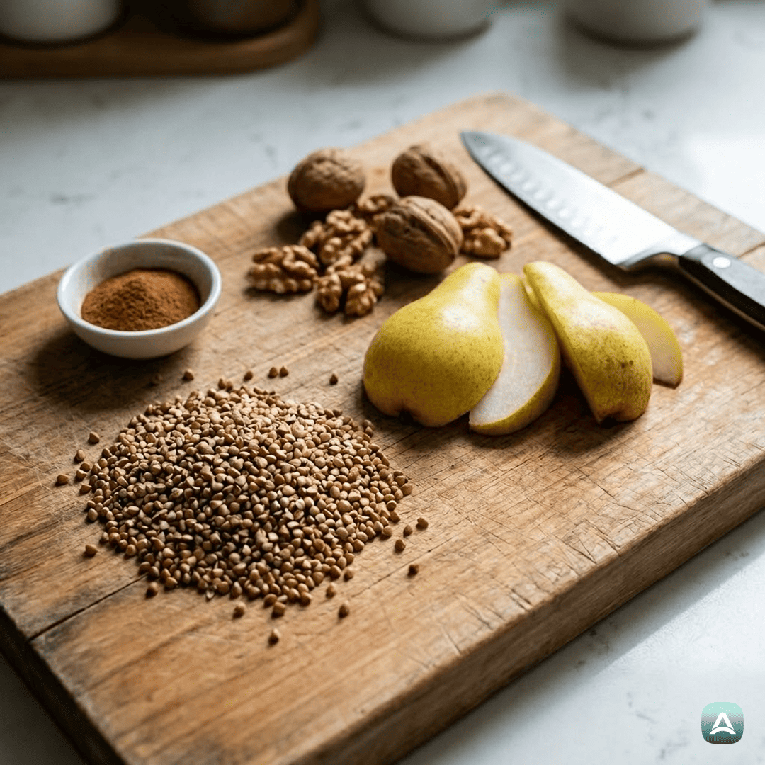 SI_Recipes_KremnaAjdovaKašaSKarameliziranimiHruškamiInOrehi_3