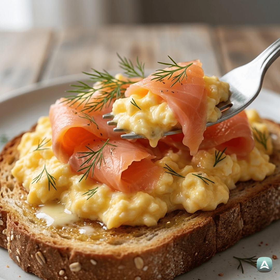 SI_Recipes_KremnaUmešanaJajcaSPrekajenimLososomInSvežimKoprom_2