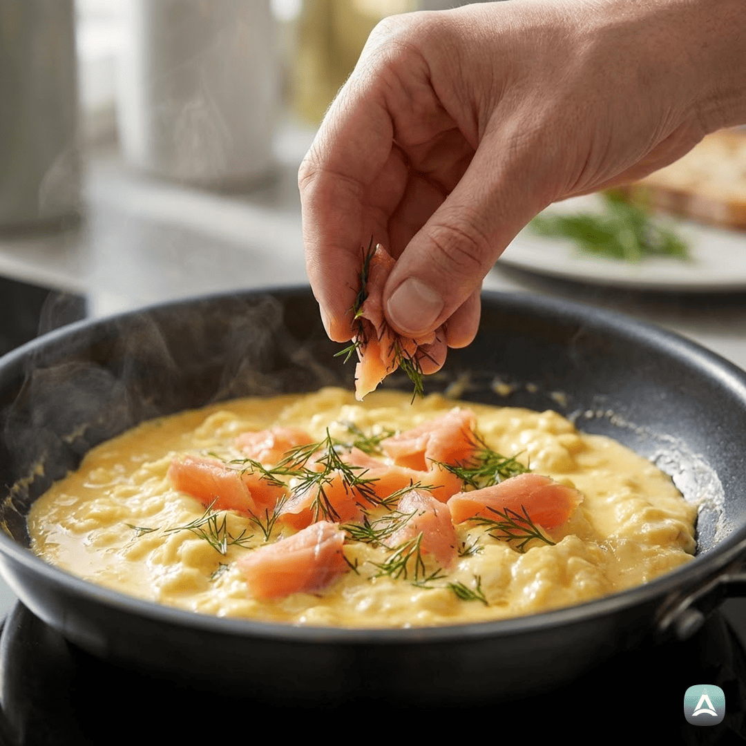 SI_Recipes_KremnaUmešanaJajcaSPrekajenimLososomInSvežimKoprom_5