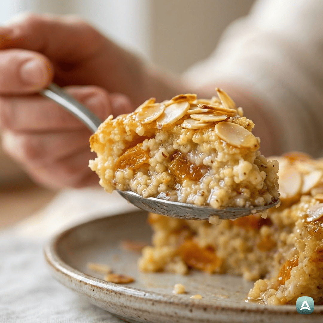 SI_Recipes_PečenaProsenaKašaZMarelicamiInMandlji_2