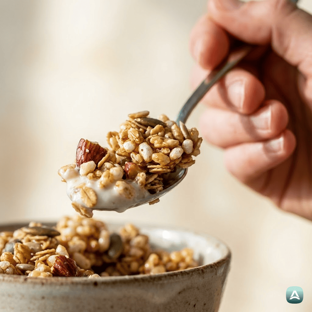 SI_Recipes_HrustljavaDomačaGranolaIzEkspandiranegaRižaZMandljiInSemeni_2