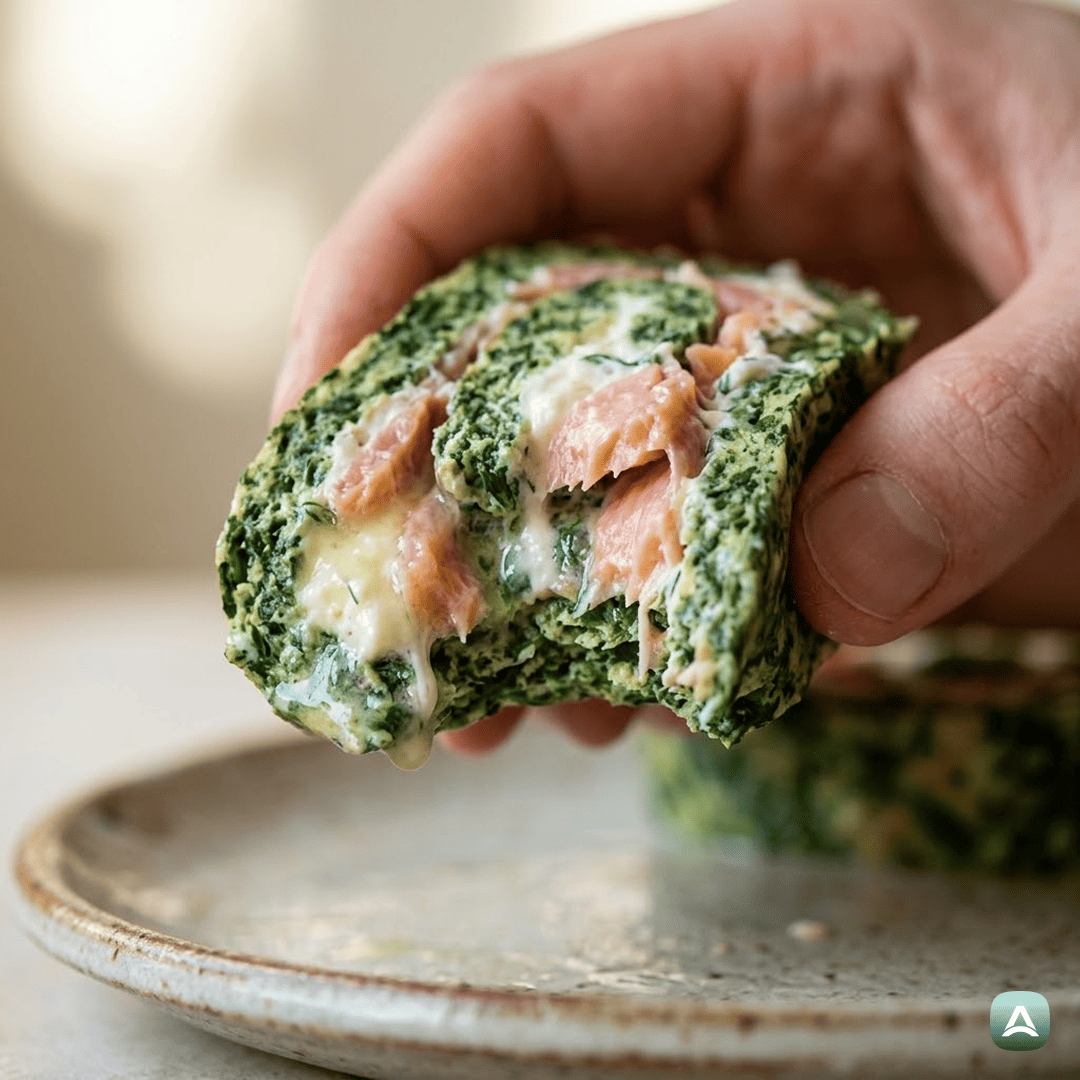 SI_Recipes_BeljakovinskaŠpinačnaRoladaZLososomInSvežimKoprom_2