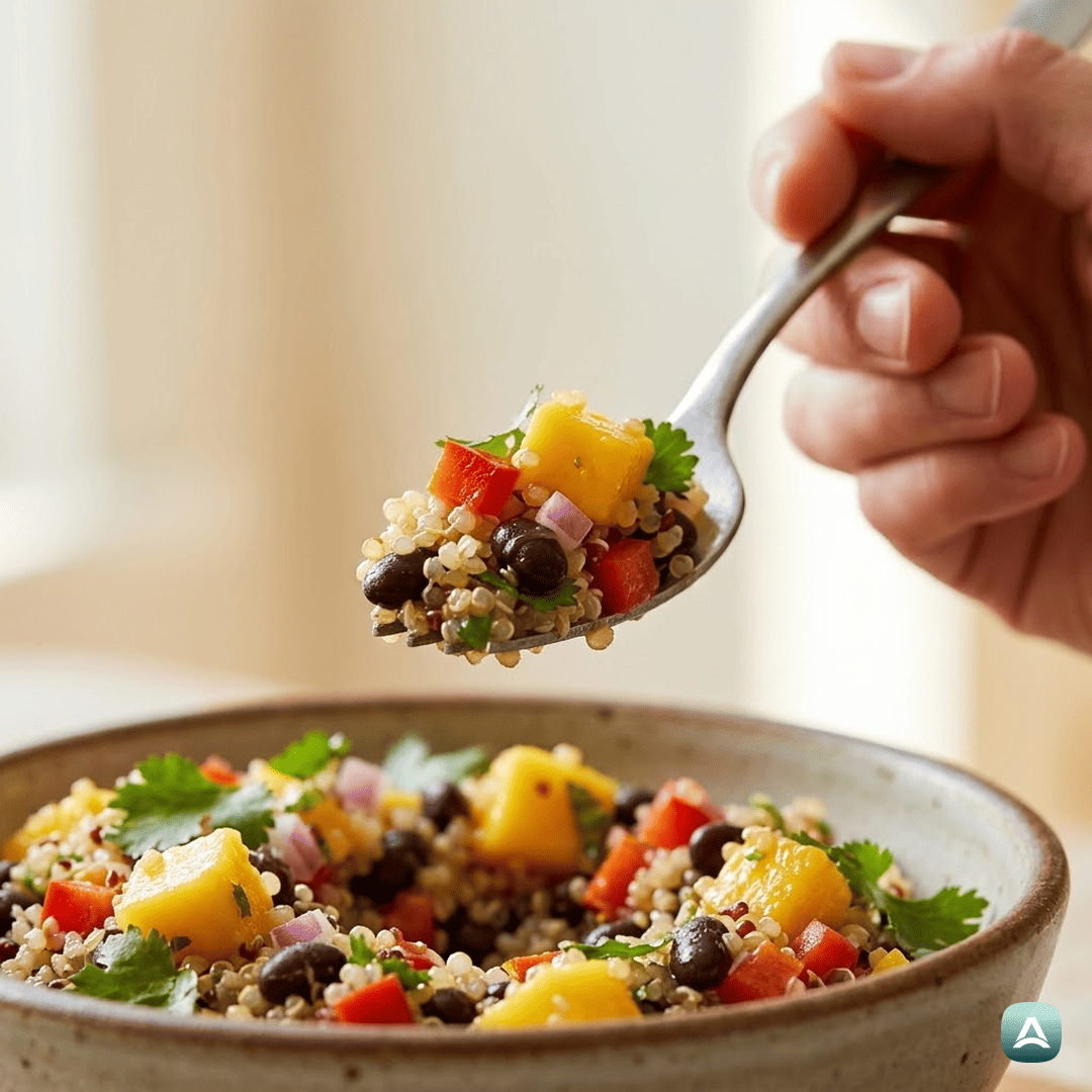 SI_Recipes_OsvežilnaEksotičnaSolataSKvinojo,ČrnimFižolomInMangom_2