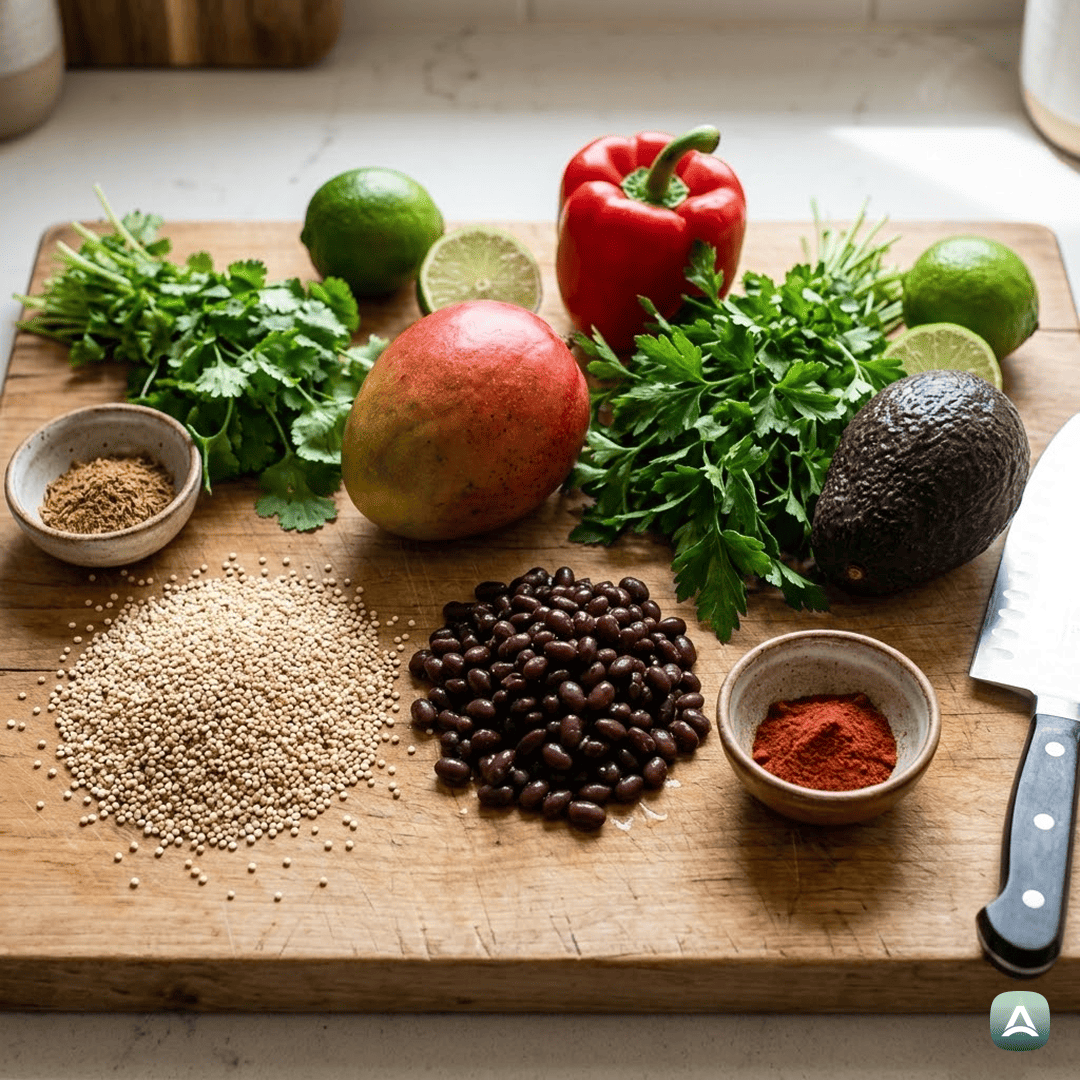 SI_Recipes_OsvežilnaEksotičnaSolataSKvinojo,ČrnimFižolomInMangom_3