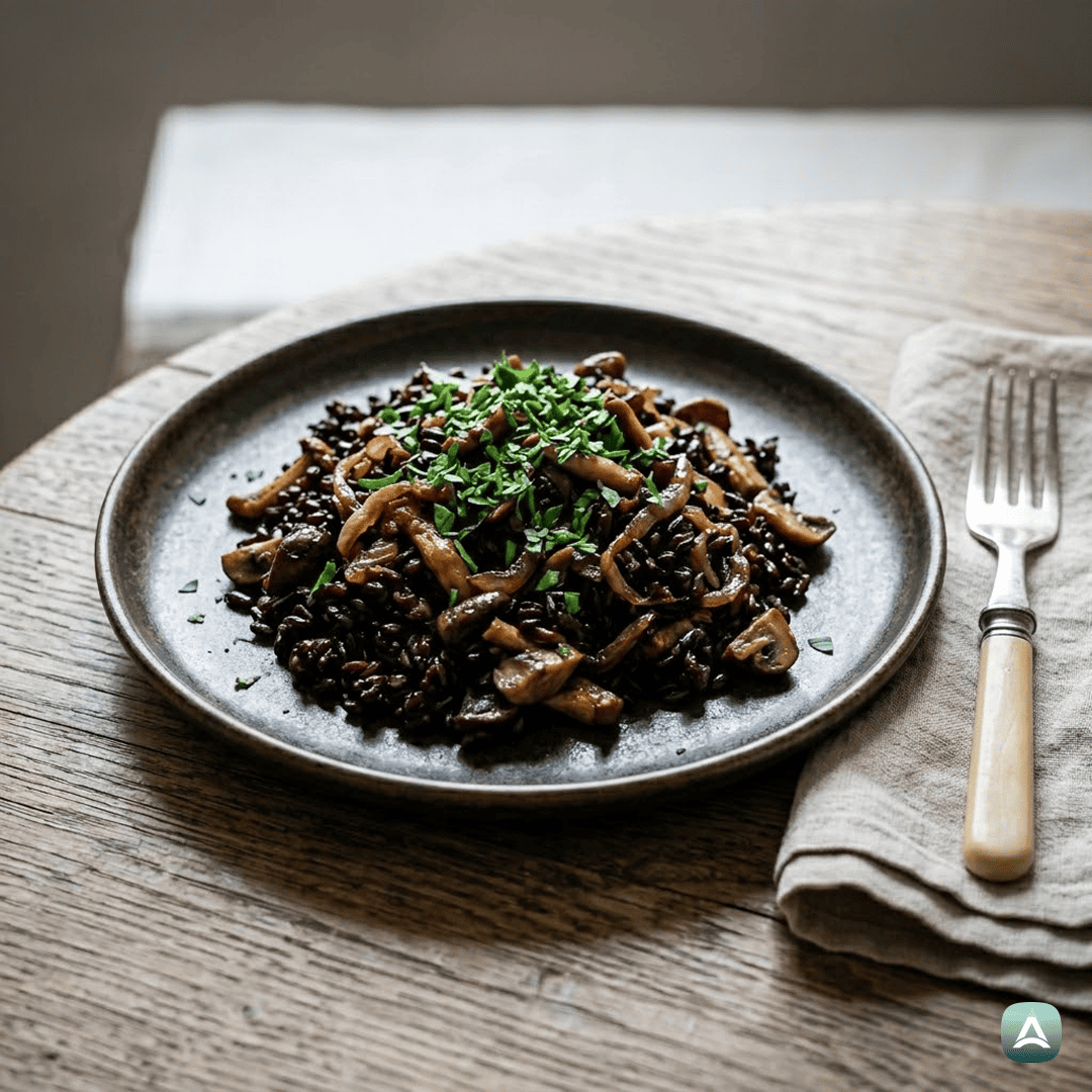 SI_Recipes_HrustljavČrniRižZDivjimiGobamiInKarameliziranoČebulo_1