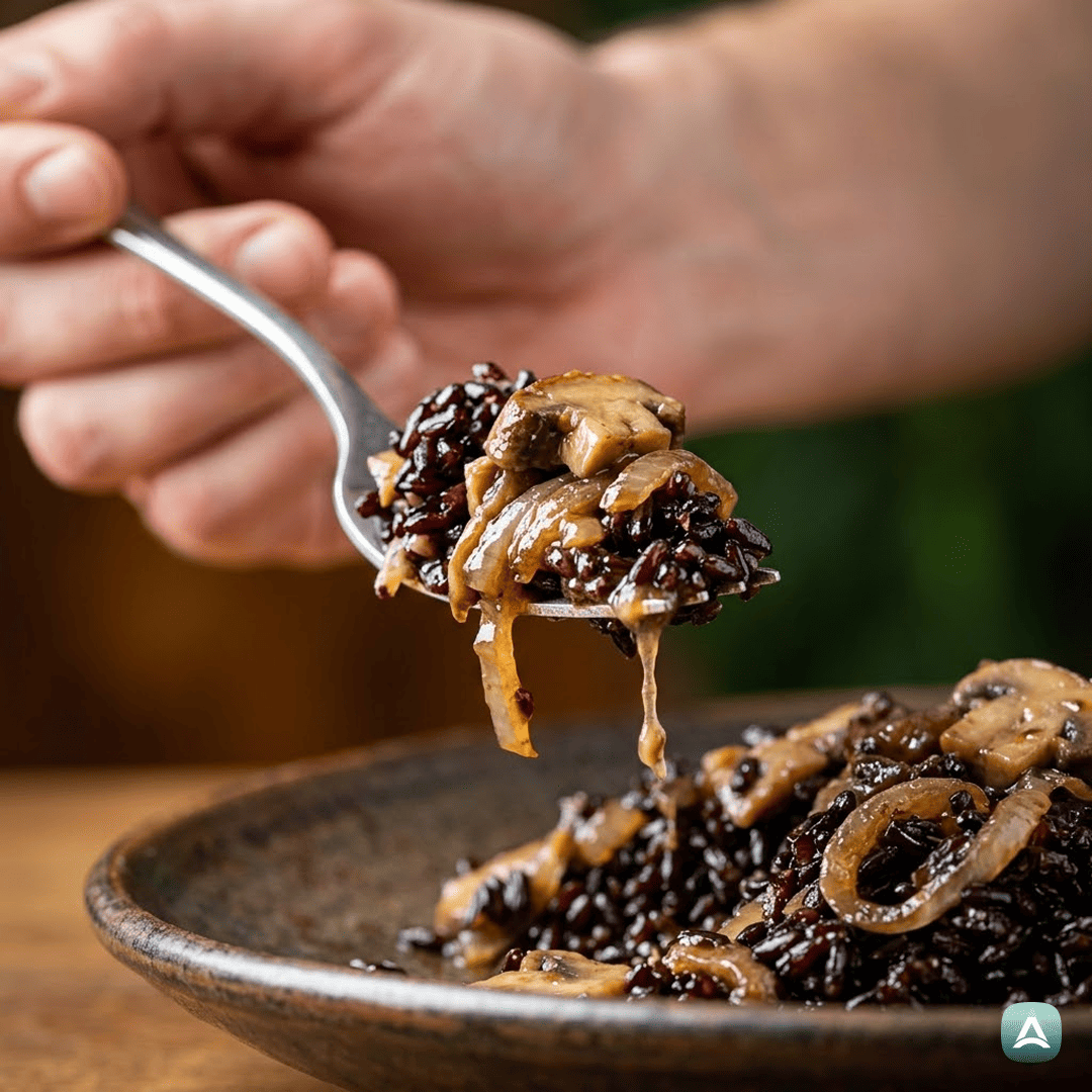 SI_Recipes_HrustljavČrniRižZDivjimiGobamiInKarameliziranoČebulo_2