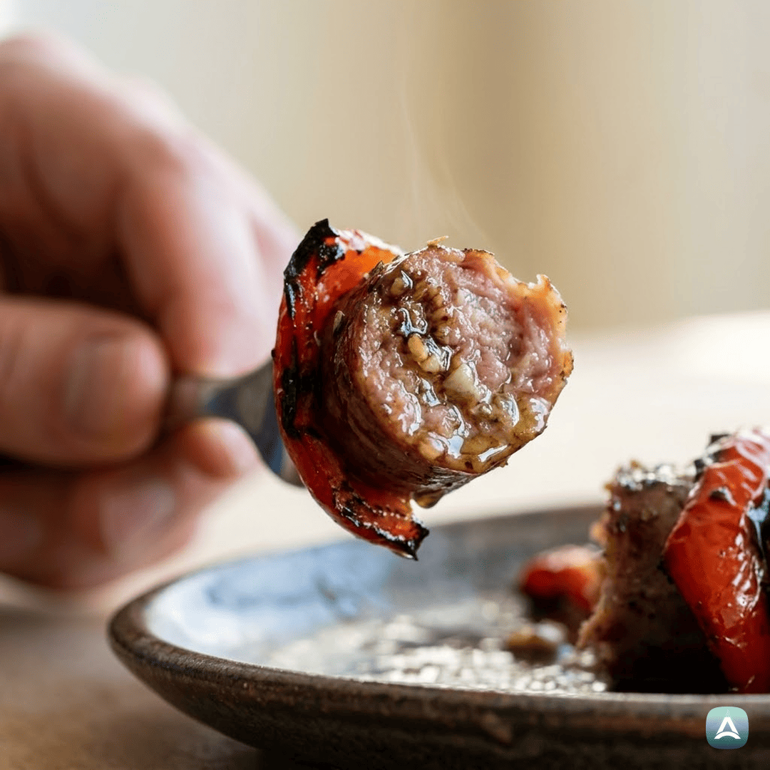 SI_Recipes_SočnaKlobasaInPisanaPaprikaIzPekačaZBalzamičnimPridihom_2