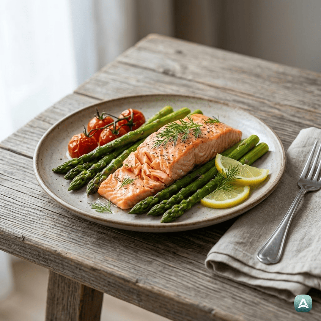 SI_Recipes_SočenLososSŠpargljiInČešnjevimParadižnikomIzPečice_1