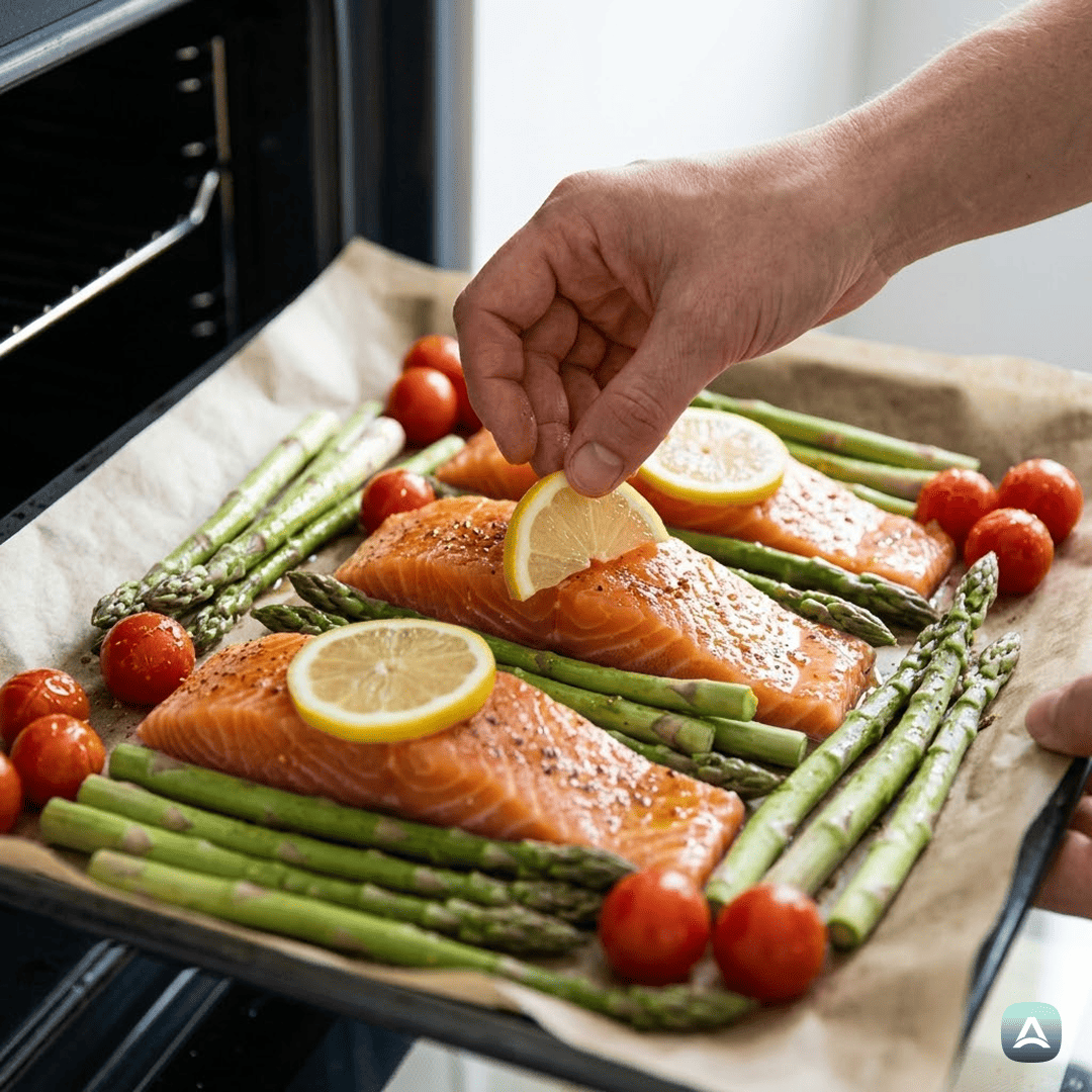 SI_Recipes_SočenLososSŠpargljiInČešnjevimParadižnikomIzPečice_5