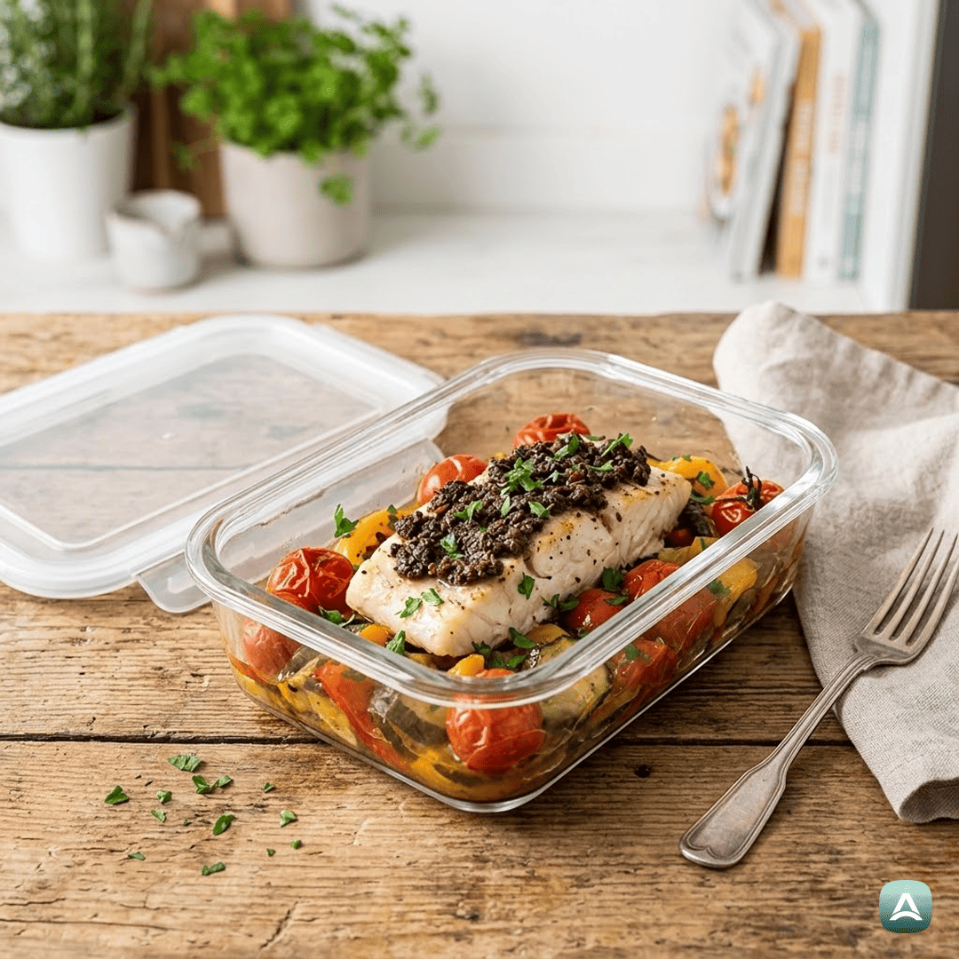 SI_Recipes_PečenaTrskaZDomačoOlivnoTapenadoInMediteranskoZelenjavo_6