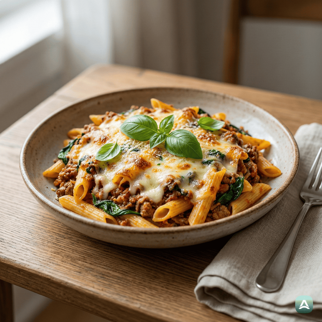 SI_Recipes_PečeneTestenineZZelenjavoInPustimMesom_1