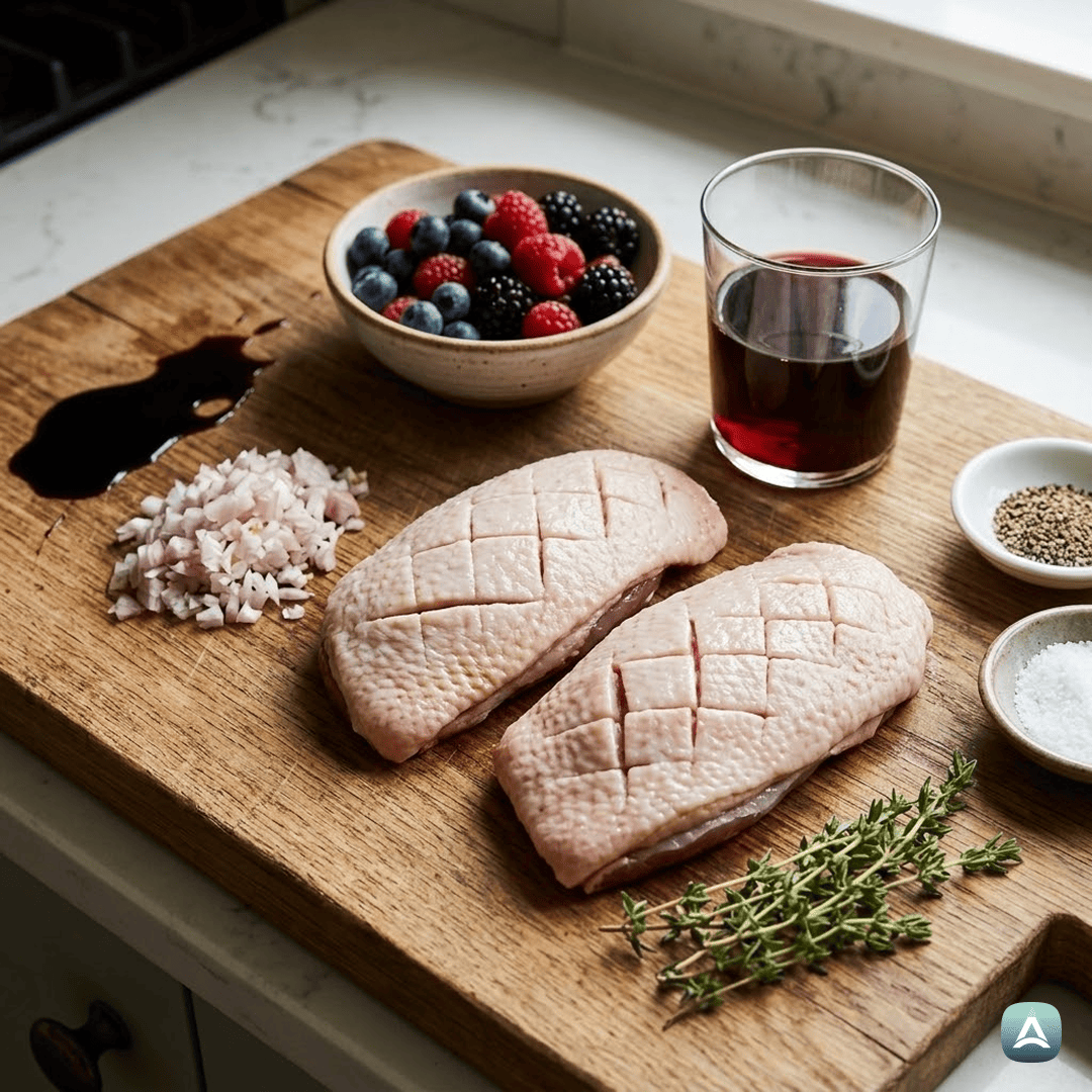 SI_Recipes_HrustljavoPečenaRačjaPrsaZRedukcijoGozdnihSadeževInBalzamičnegaKisa_3