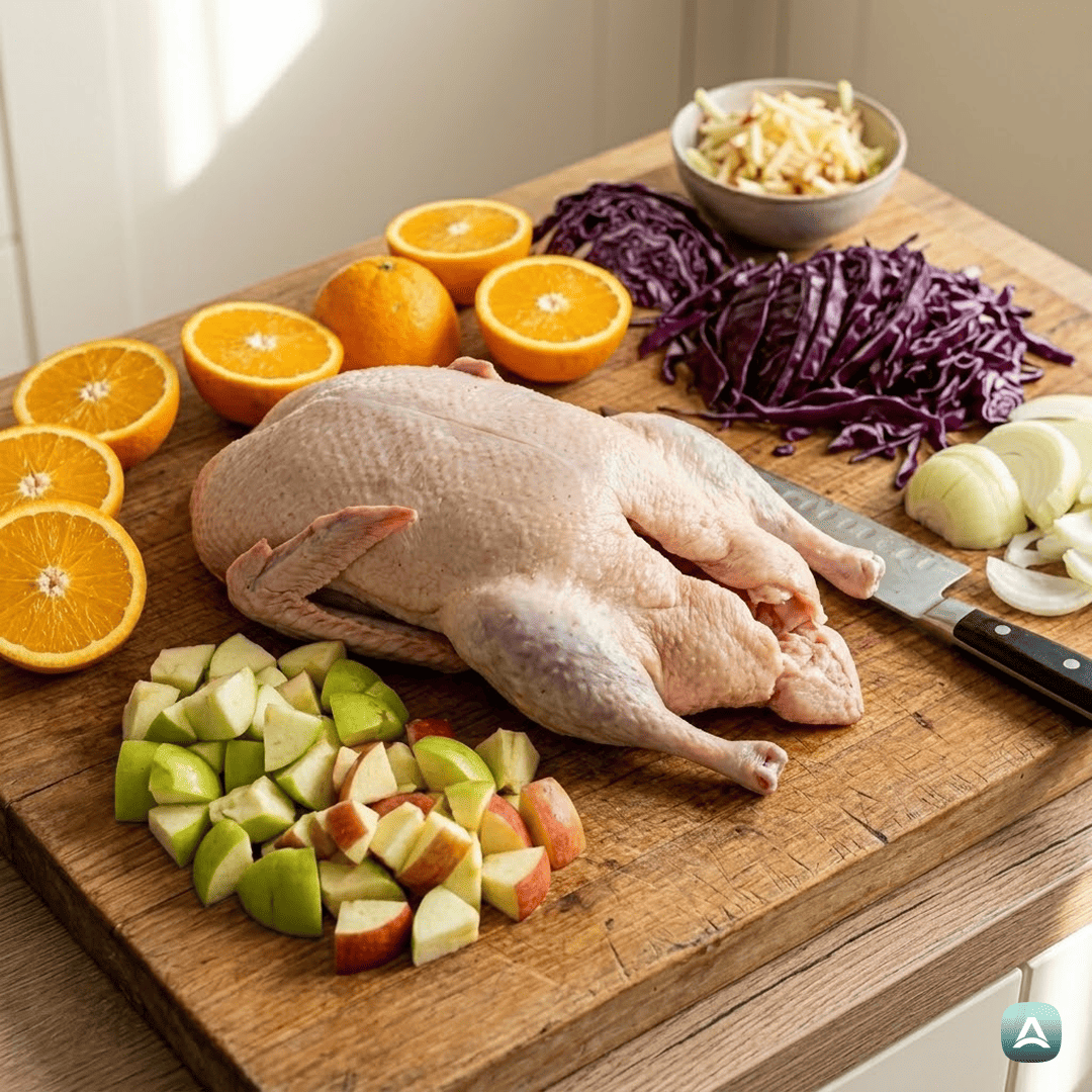 SI_Recipes_HrustljavoPečenaRacaZRdečimZeljemInJabolki_3