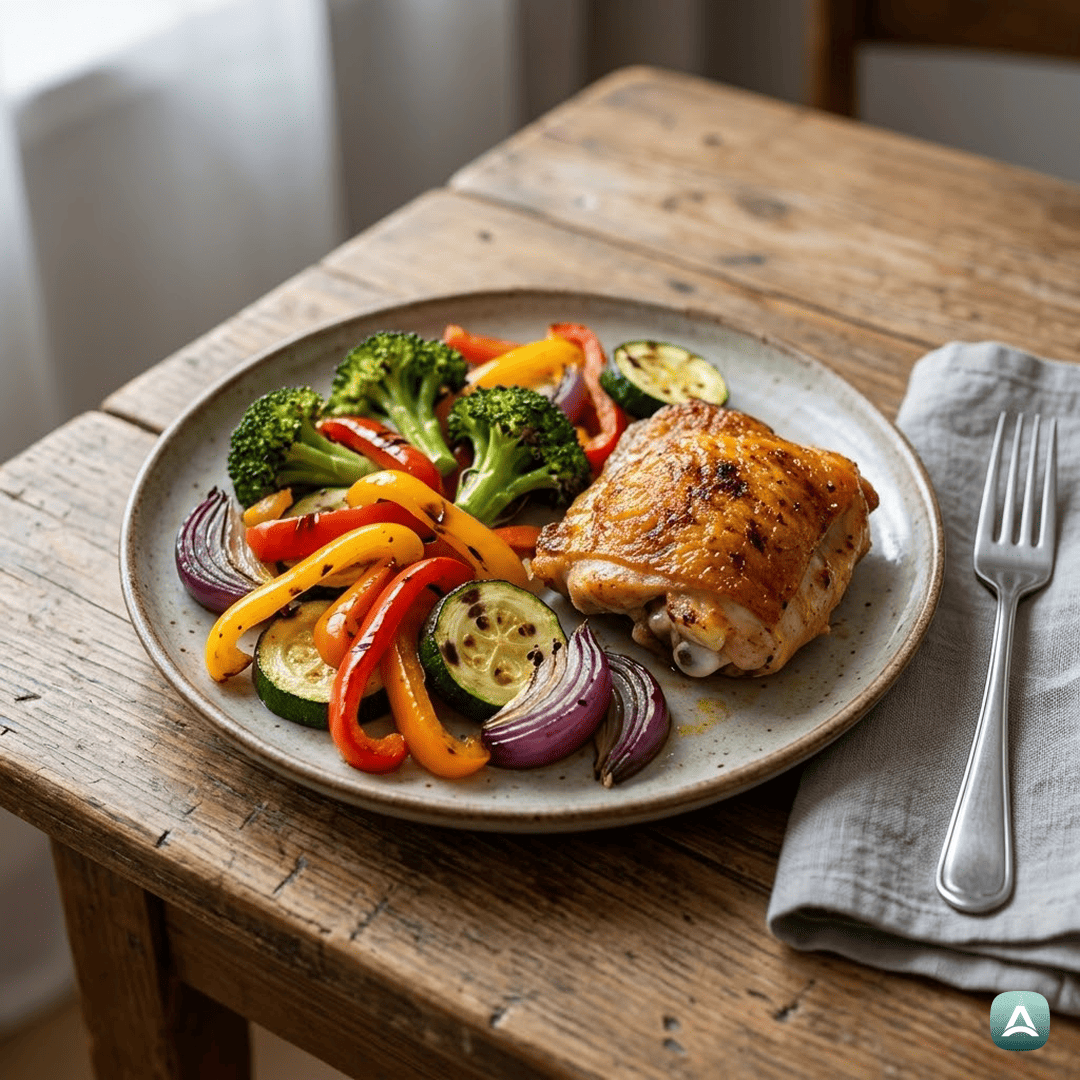 SI_Recipes_SočnaPiščančjaStegnaZMavričnoZelenjavoIzEnegaPekača_1