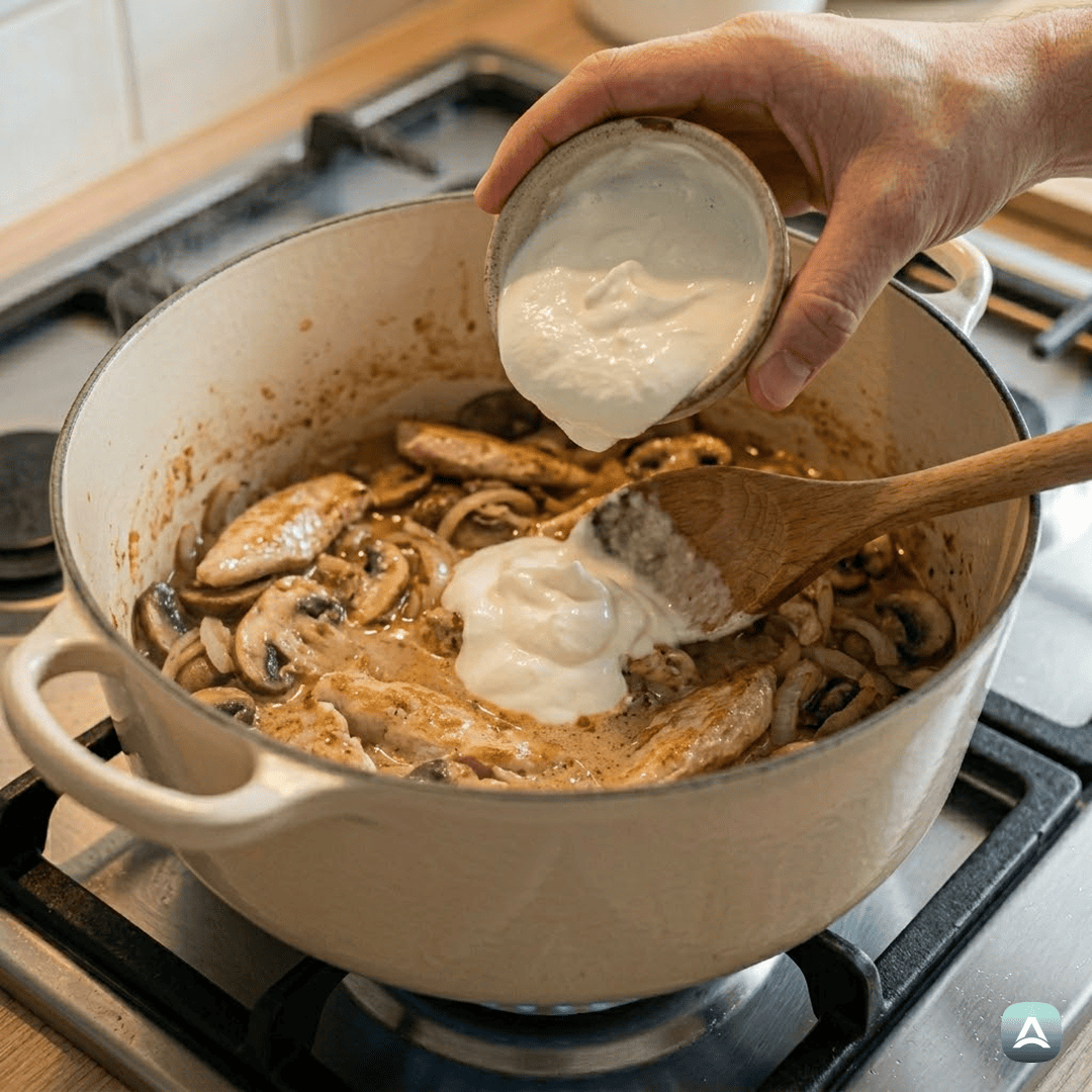 SI_Recipes_KremniPiščančjiStroganofSŠampinjoniInPolnozrnatimiRezanci_5