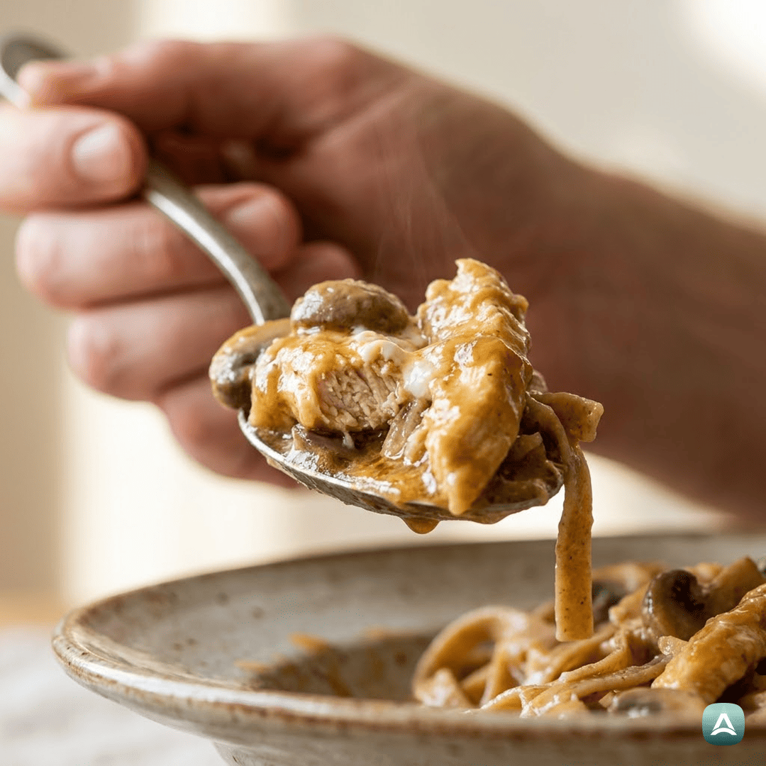 SI_Recipes_KremniPiščančjiStroganofSŠampinjoniInPolnozrnatimiRezanci_2