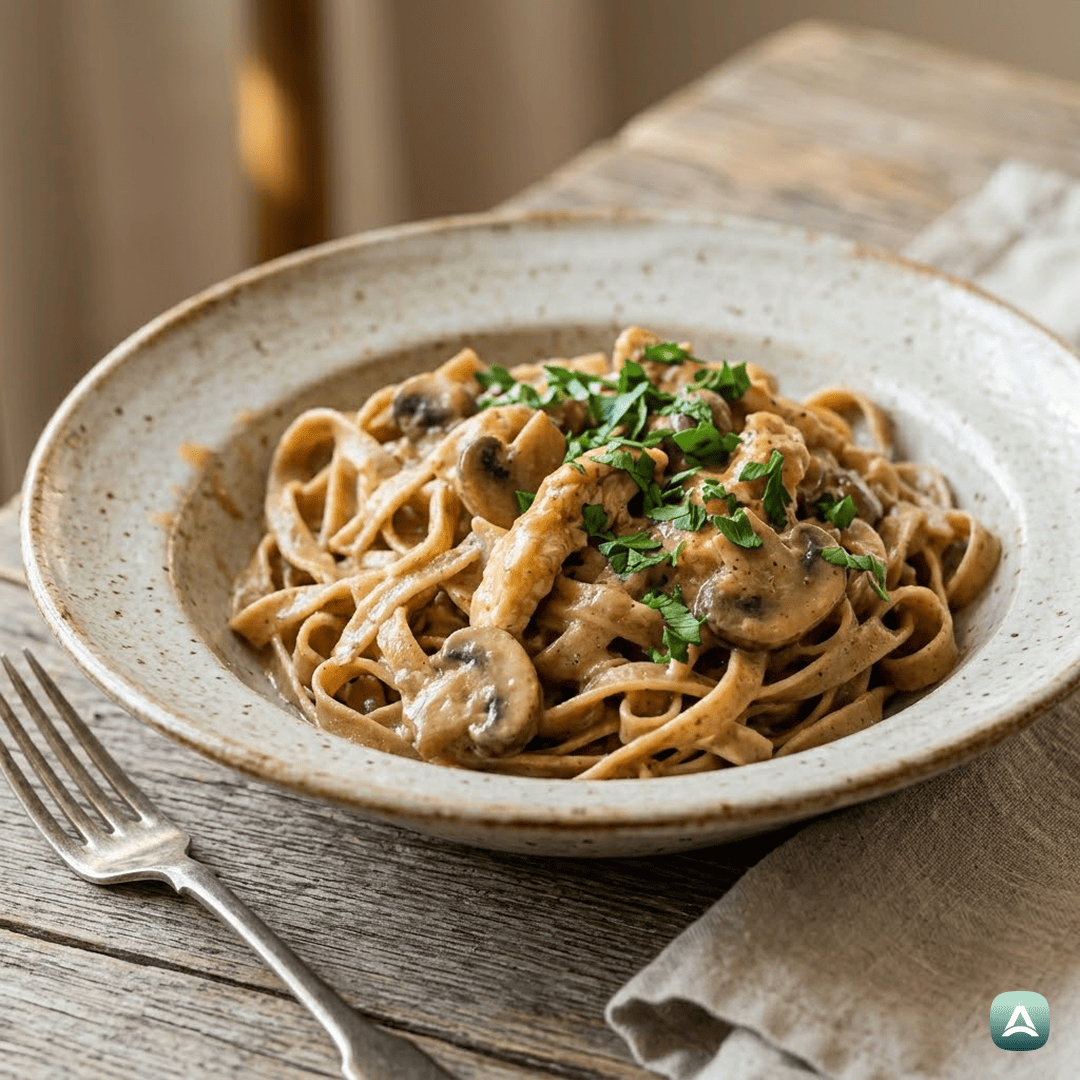 SI_Recipes_KremniPiščančjiStroganofSŠampinjoniInPolnozrnatimiRezanci_1