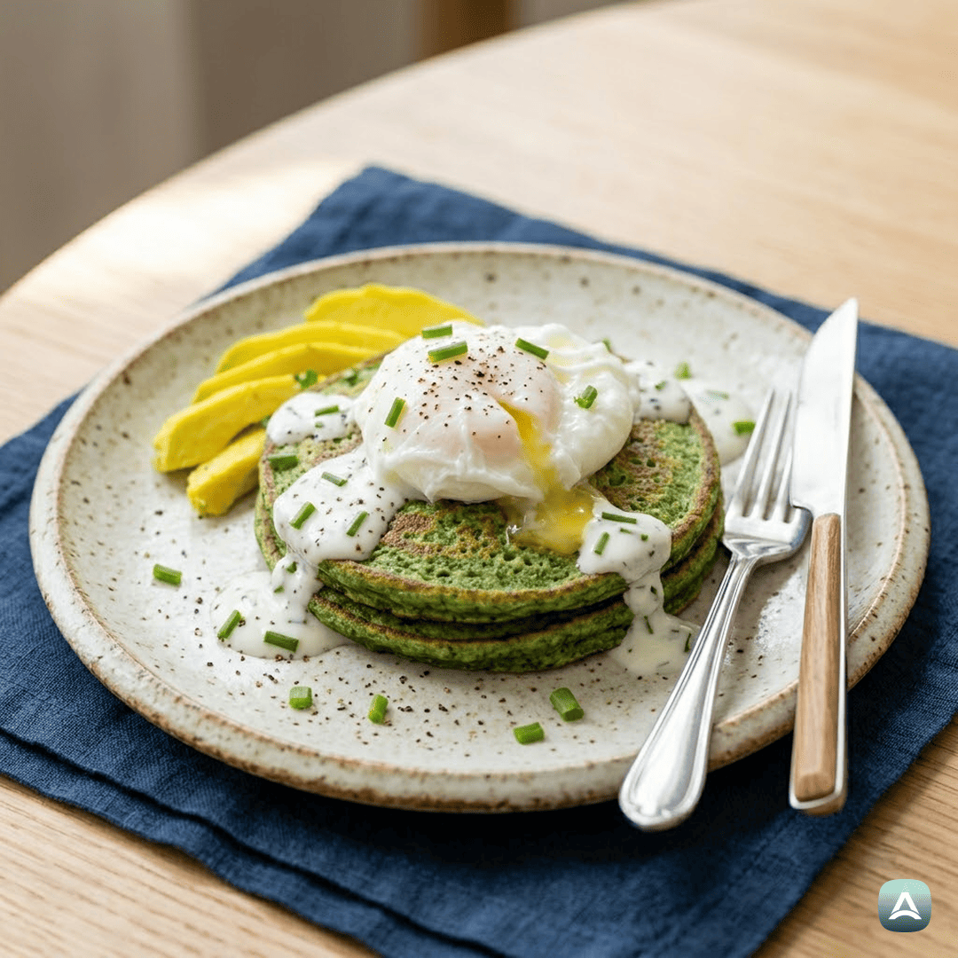 SI_Recipes_ZeleneBeljakovinskePalačinkeSPoširanimJajcemInOsvežilnimPrelivom_1