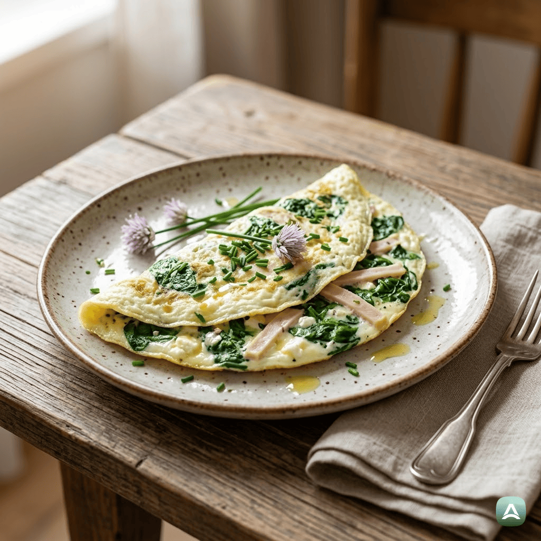 SI_Recipes_BeljakovaOmletaSŠpinačo,FetoInPiščančjoSalamo_1