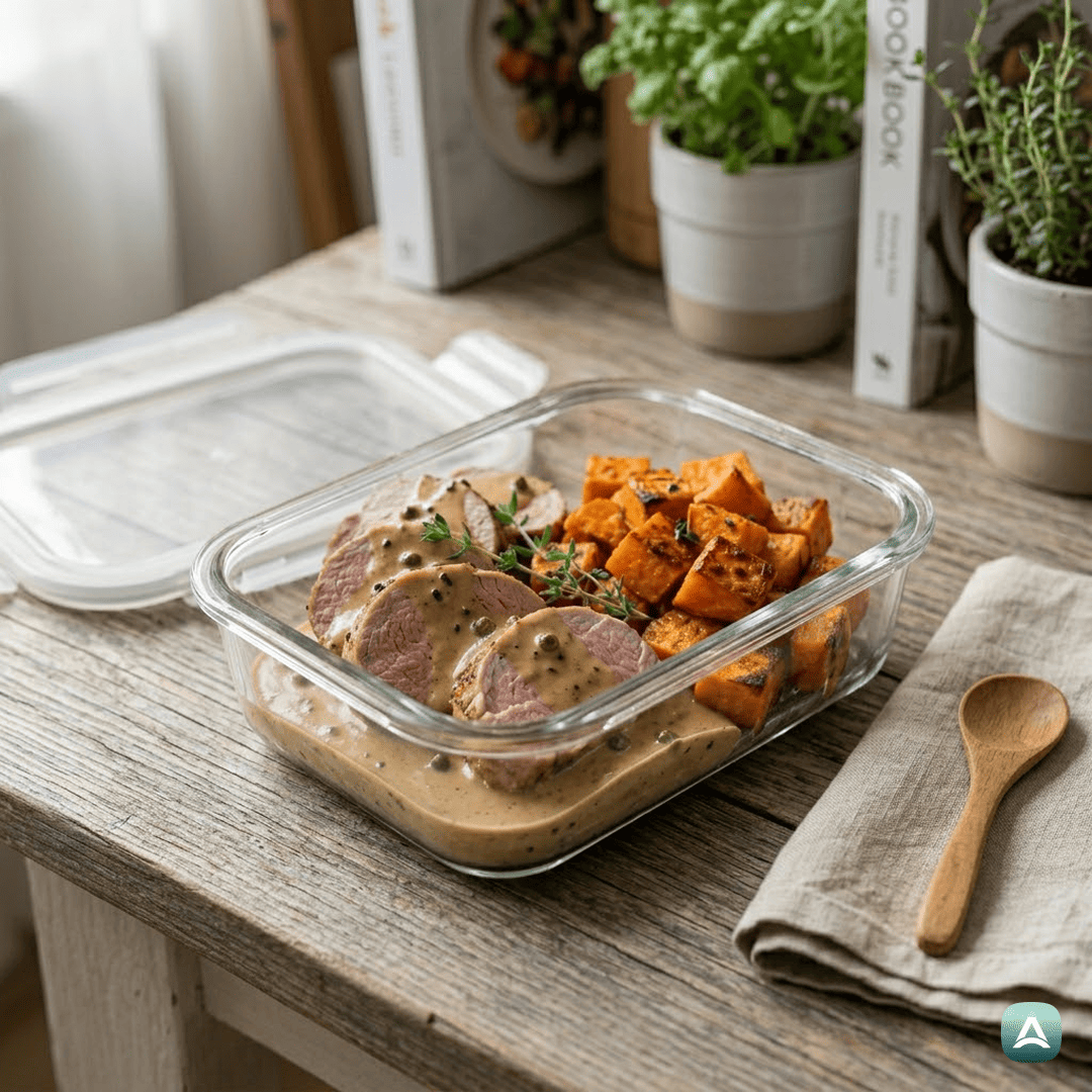 SI_Recipes_SočnaSvinjskaRibicaVKremniPoproviOmakiSPečenimSladkimKrompirjem_6