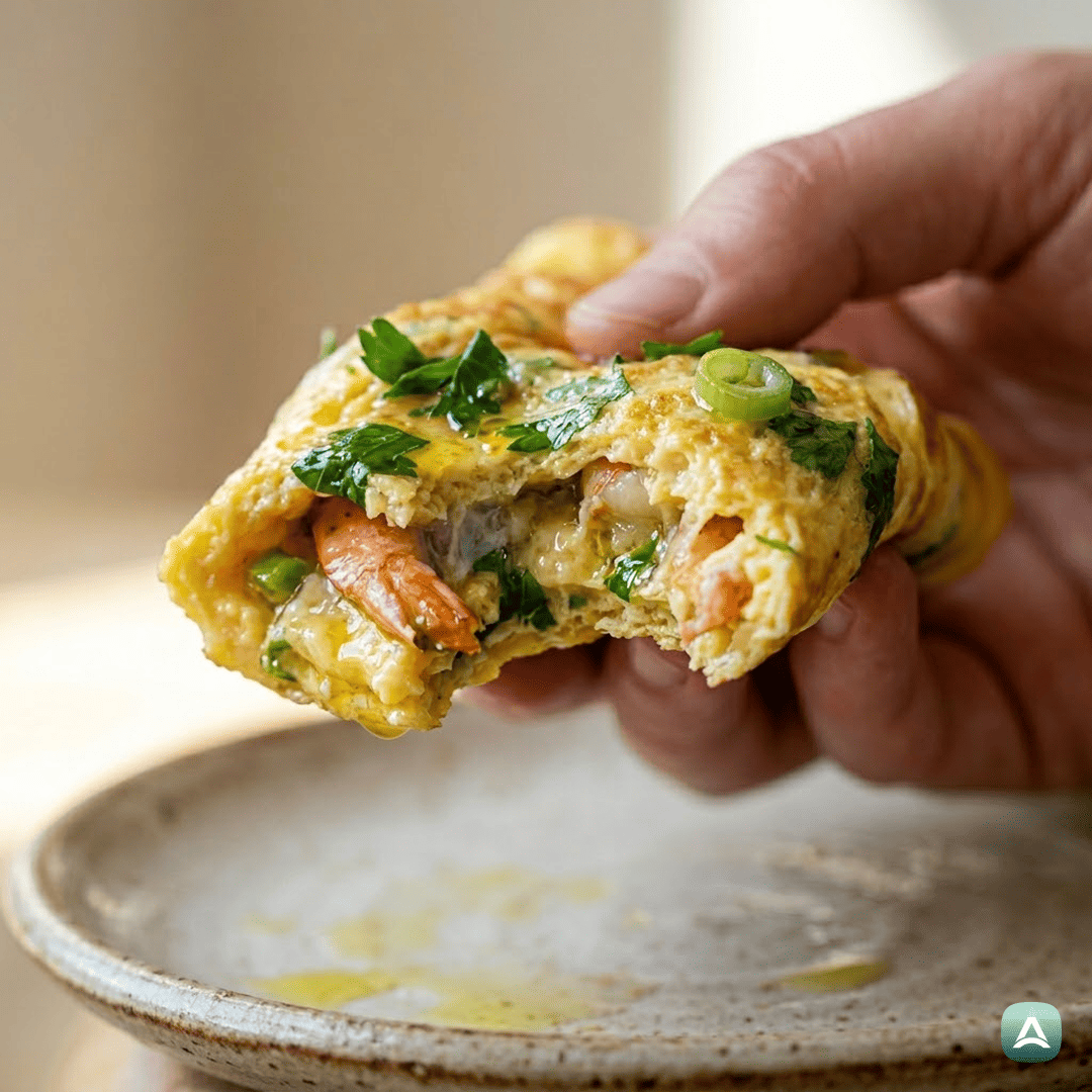 SI_Recipes_PopolnaSočnaOmletaSKozicami,MladimČesnomInSvežimiZelišči_2