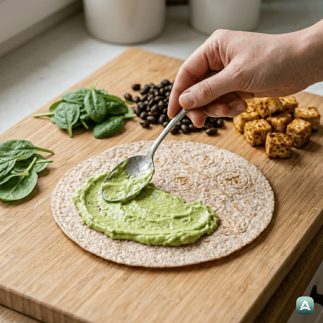 SI_Recipes_HrustljavaPolnozrnataTortiljaSTofujem,ČrnimFižolomInAvokadovoKremo_5