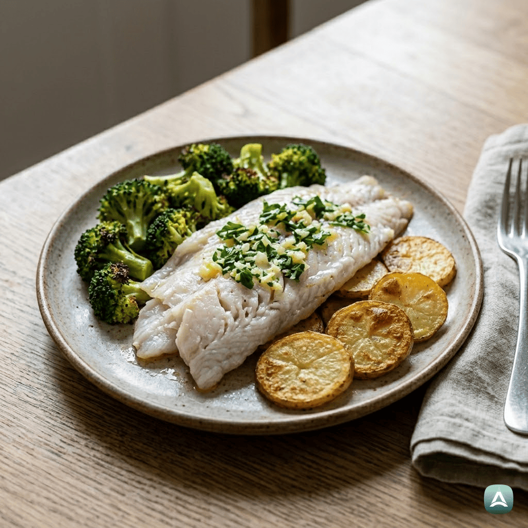 SI_Recipes_PečenFileKovačaSHrustljavimKrompirjemInBrokolijemIzPečice_1