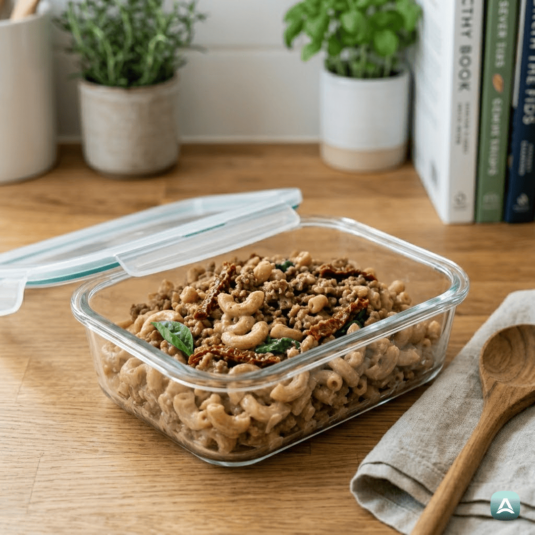 SI_Recipes_MakaroniSSušenimiParadižnikiInVeganskimMesomVKremniOmaki_6