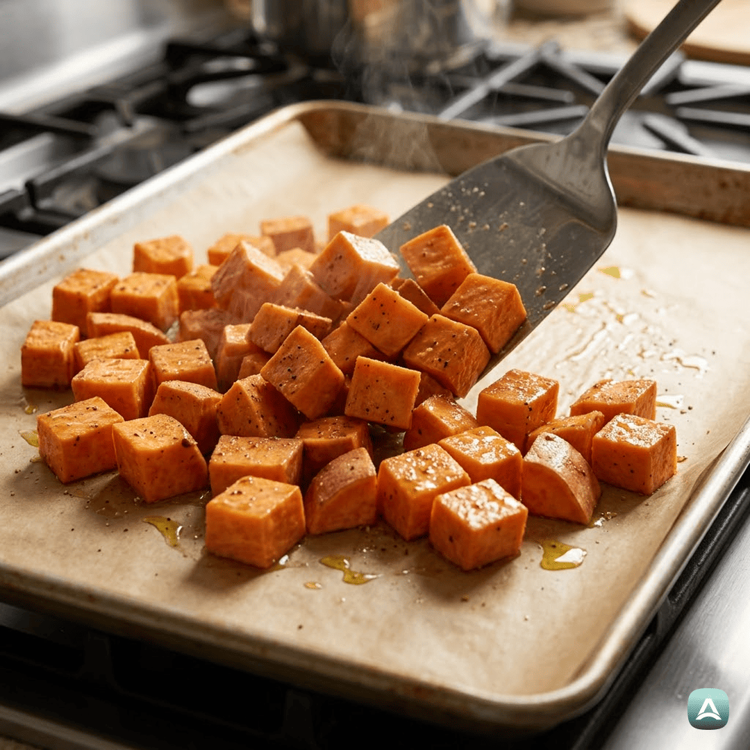 SI_Recipes_PečenLososSHrustljavimSladkimKrompirjemInBrokolijemIzEnegaPekača_4