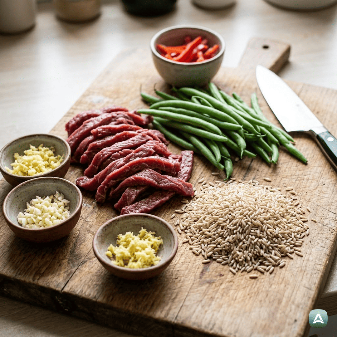 SI_Recipes_SočnoGovejeStegnoSHrustljavimStročjimFižolomInIntegralnimRižem_3