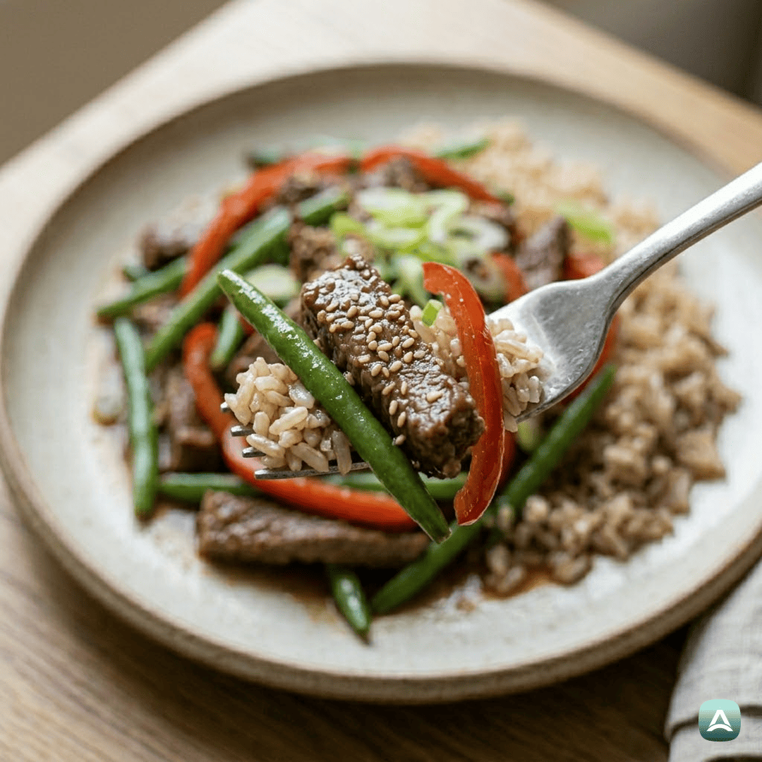 SI_Recipes_SočnoGovejeStegnoSHrustljavimStročjimFižolomInIntegralnimRižem_2