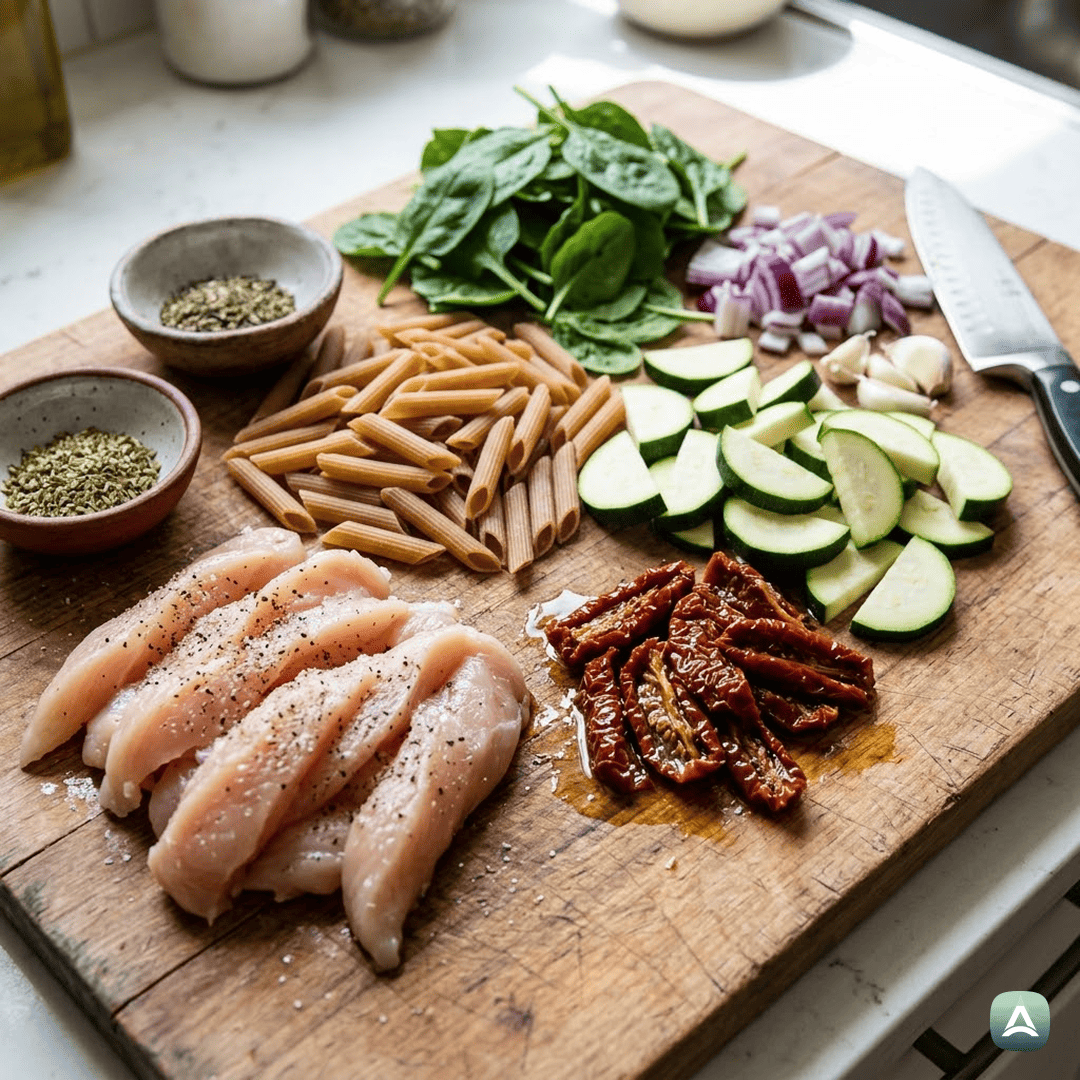 SI_Recipes_ZdravToskanskiPiščanecSPolnozrnatimiPeresniki,BučkamiInSušenimiParadižniki_3