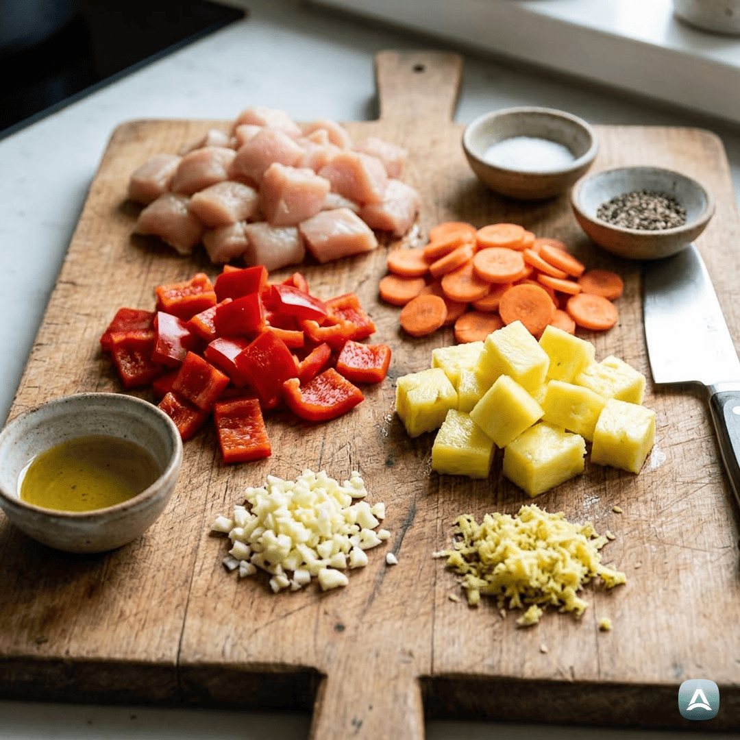 SI_Recipes_SladkoKisliPiščanecSSvežimAnanasomInRižem_3