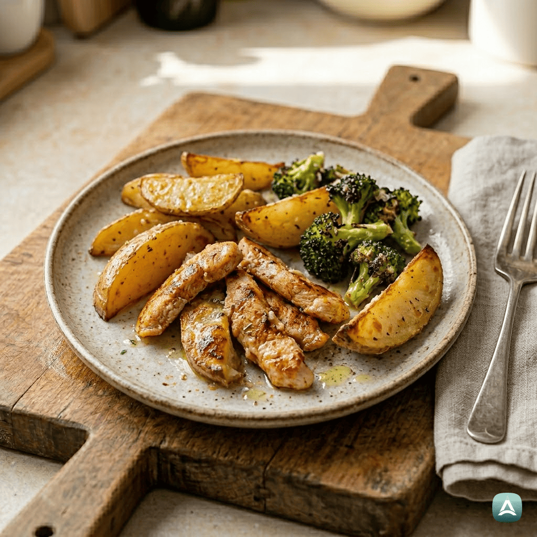 SI_Recipes_SočenPuranjiFileSHrustljavimKrompirjemInBrokolijemIzPečice_1