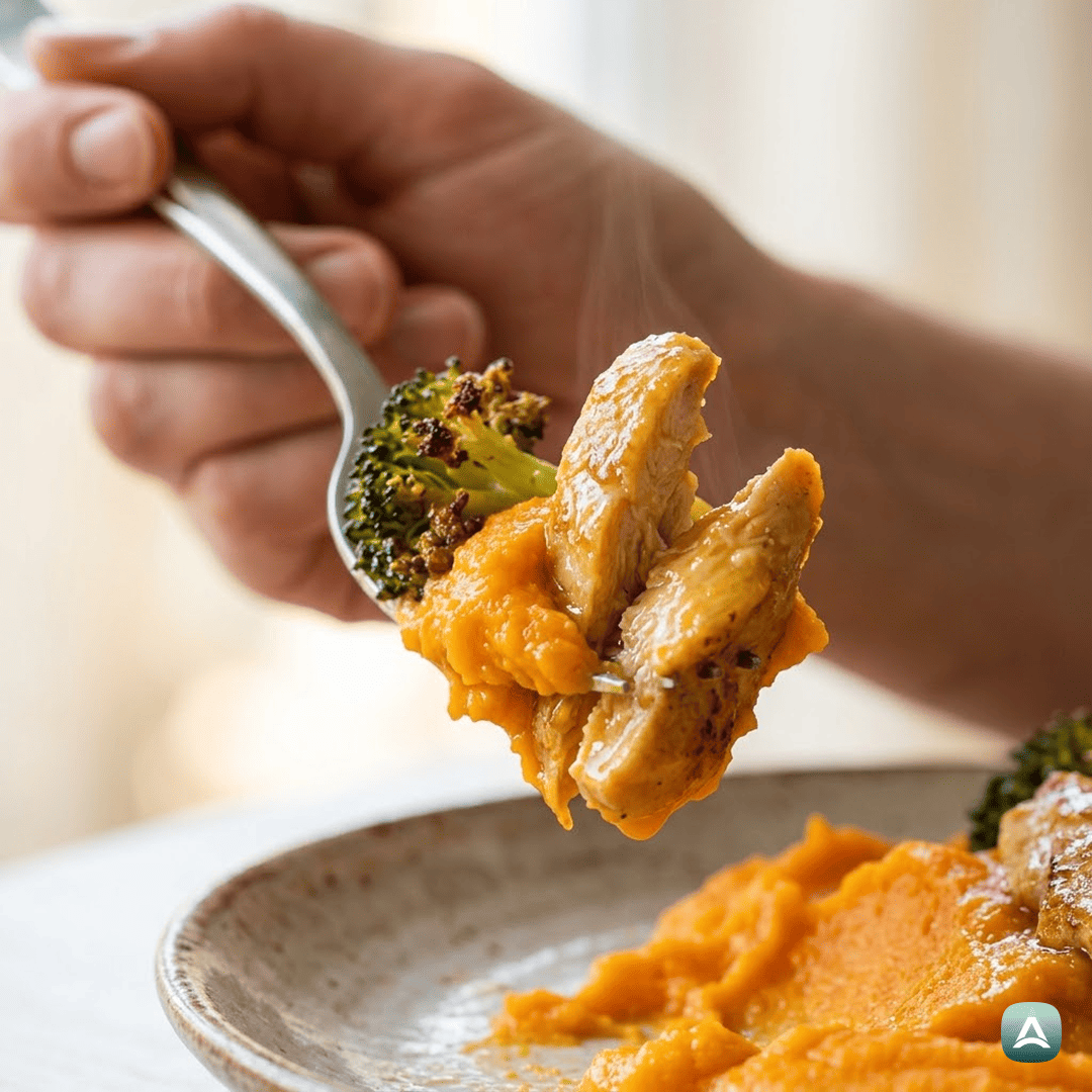 SI_Recipes_SočenPiščanecNaPirejuSladkegaKrompirjaSHrustljavimBrokolijem_2