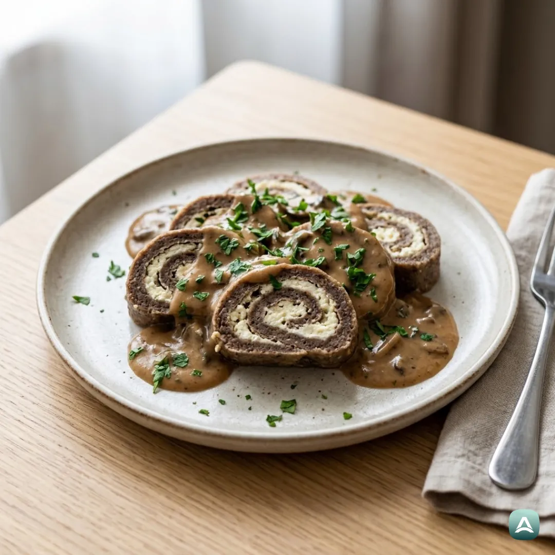 Buchweizen-Strudel mit Pilzsauce