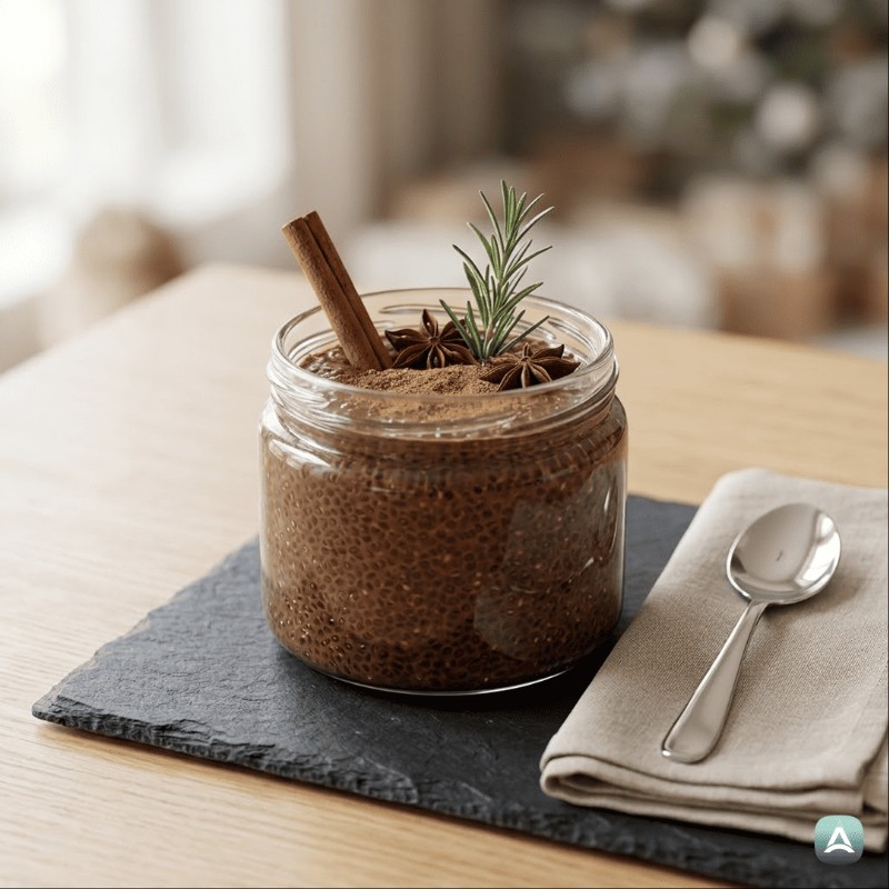 Festlicher Protein-Pudding mit Lebkuchengeschmack und Chiasamen