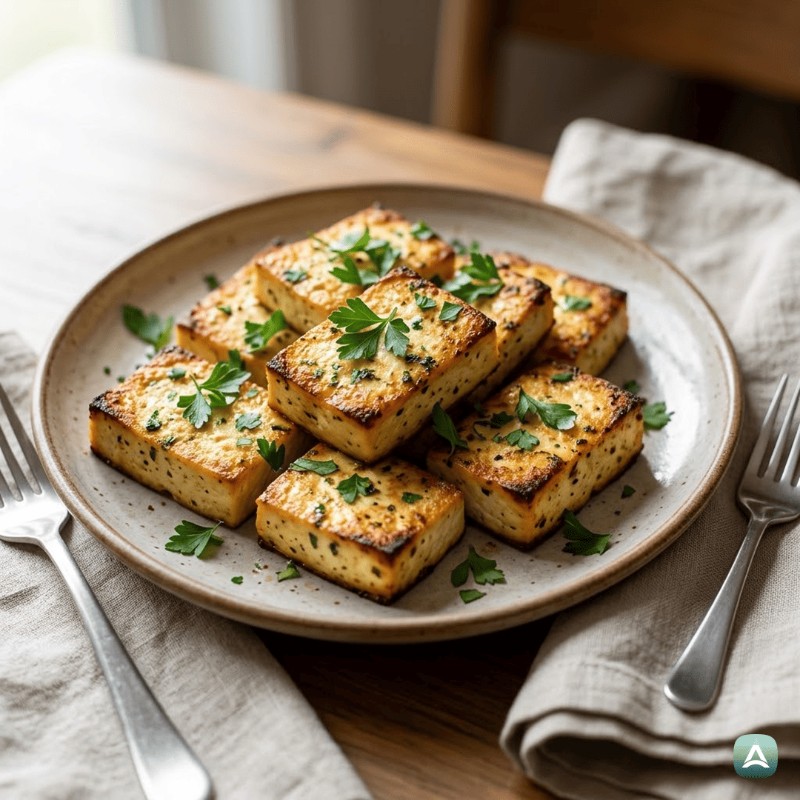 Zeliščni pečeni tofu z limono in česnom